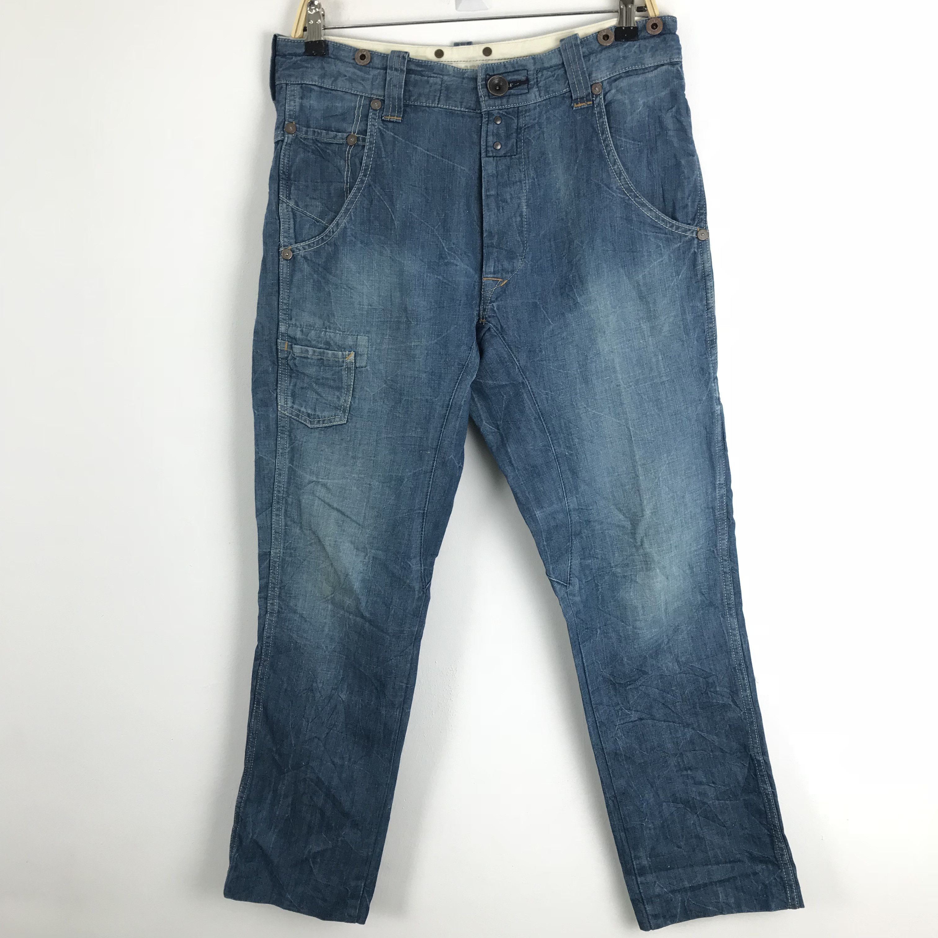 Japanese Brand × Vintage X107 rare 90s BARTACK japan workwear distressed cargo denim Size US 34 / EU 50 - 3 Thumbnail