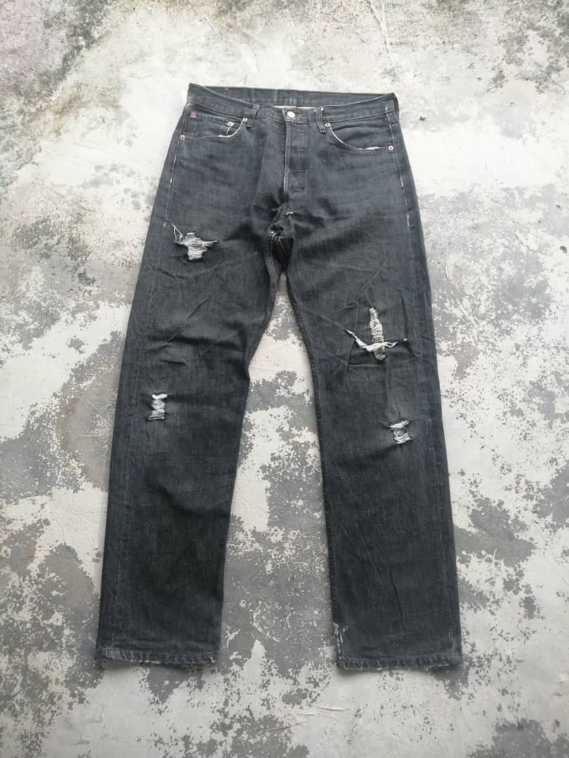 image of Light Black Vintage 90's Levi's 501 Jeans 34X33 Denim in Faded Black Light Wash, Men's