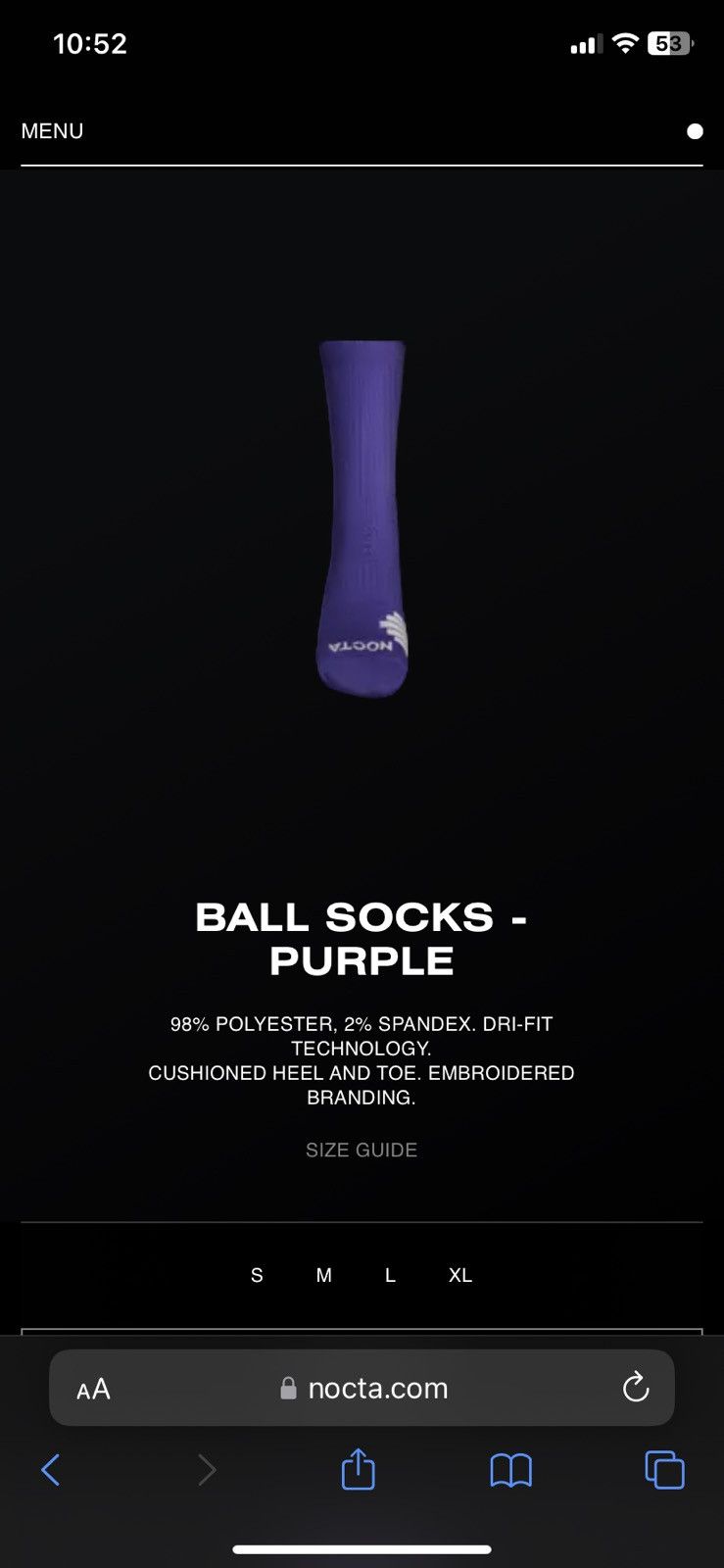 Drake × Nike Nocta Purple Socks Size ONE SIZE - 2 Thumbnail