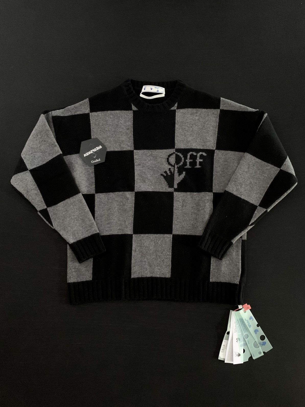Off-White Off White Check Knit Crewneck Sweater Size US L / EU 52-54 / 3 - 1 Thumbnail