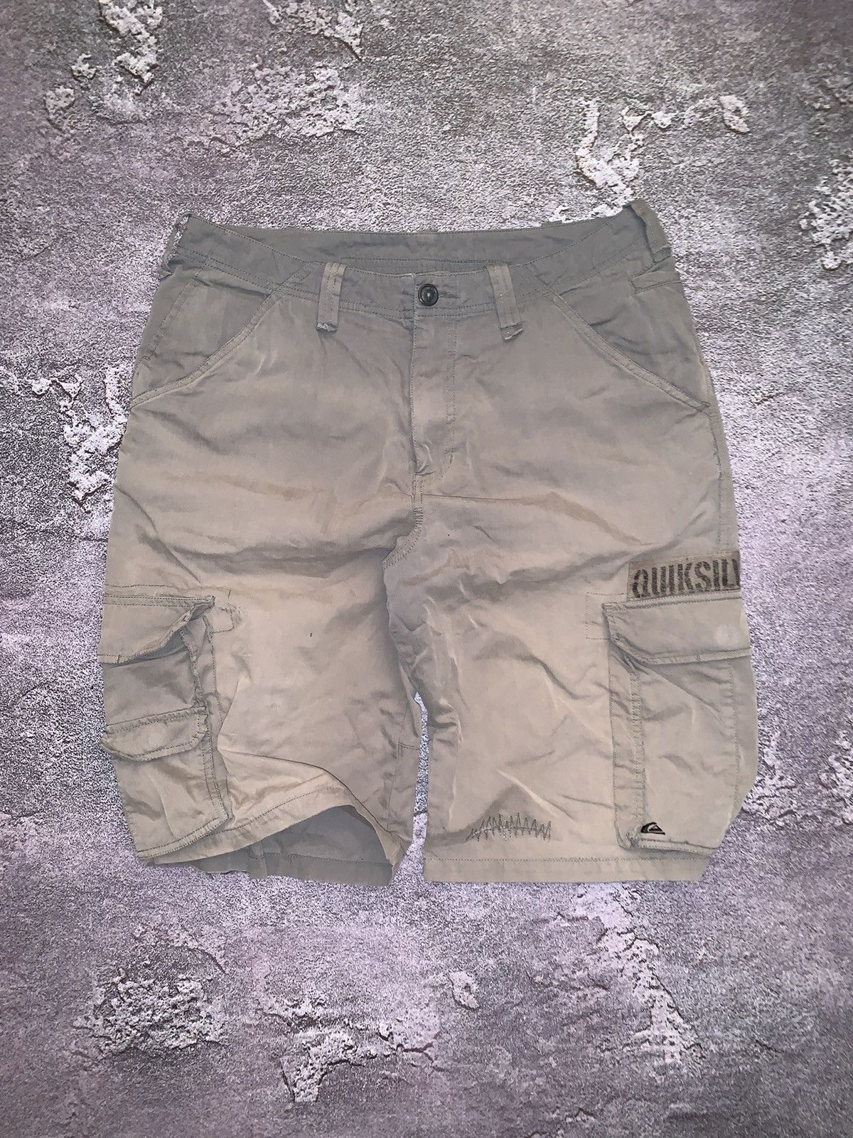 Quicksilver × Quiksilver Vintage quiksilver M faded khaki military cargo shorts 🩳 Size US 34 / EU 50 - 2 Thumbnail