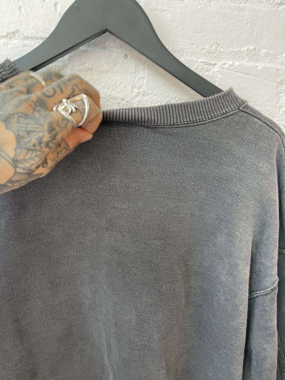 Adidas × Vintage Vintage THRASHED Faded Black Wash XL Adidas Sweater Size US XL / EU 56 / 4 - 12 Thumbnail