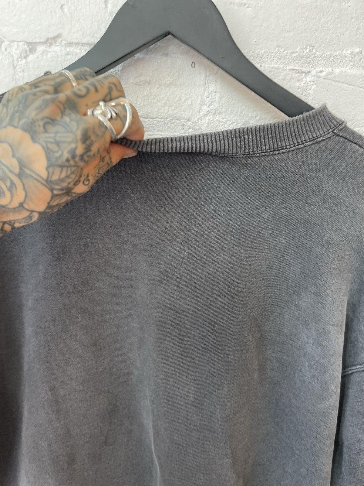 Adidas × Vintage Vintage THRASHED Faded Black Wash XL Adidas Sweater Size US XL / EU 56 / 4 - 13 Thumbnail