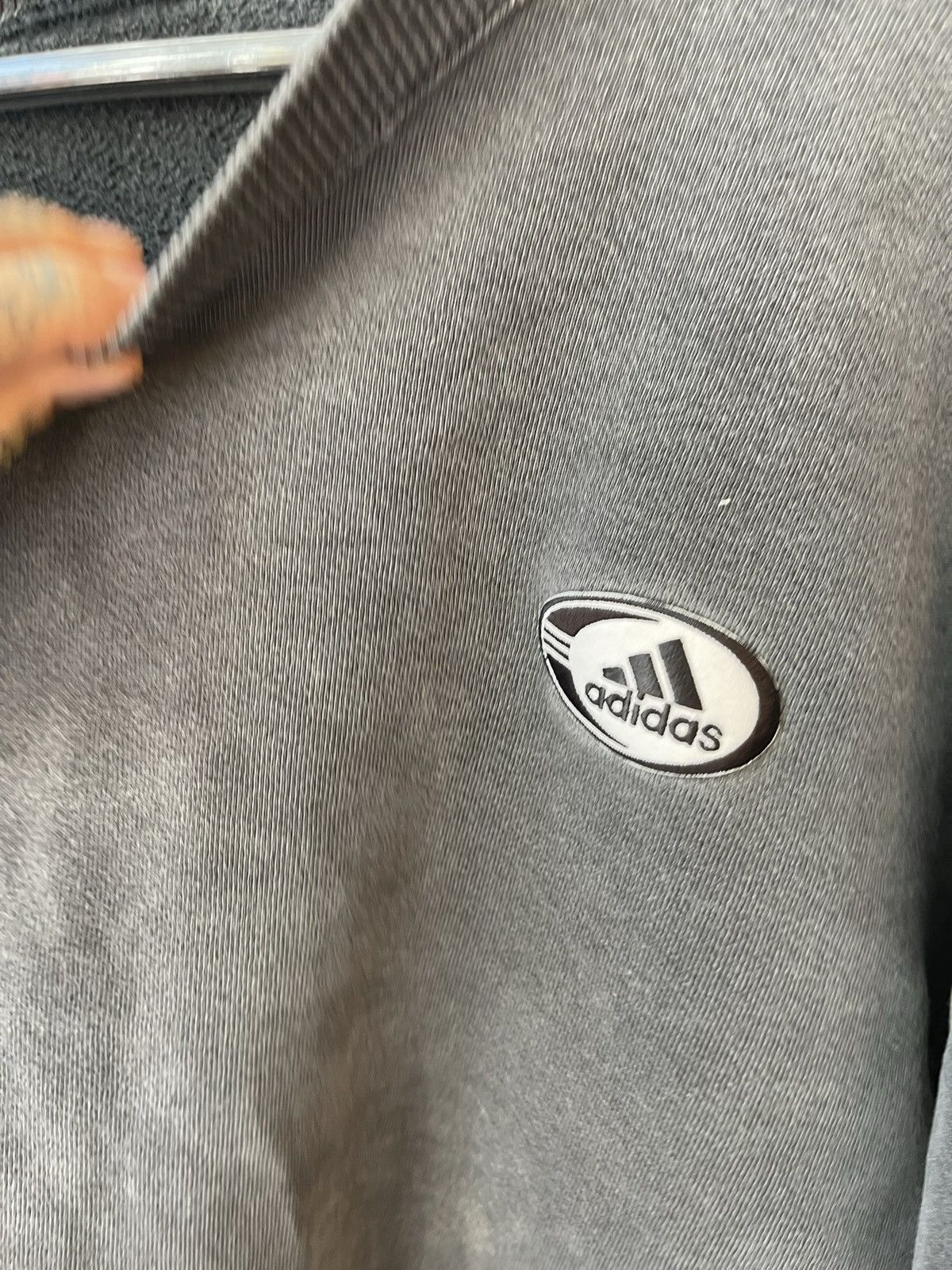 Adidas × Vintage Vintage THRASHED Faded Black Wash XL Adidas Sweater Size US XL / EU 56 / 4 - 7 Thumbnail