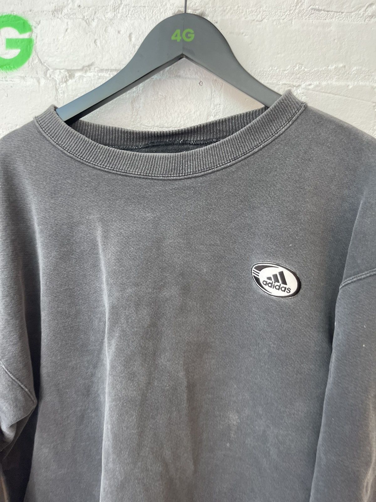 Adidas × Vintage Vintage THRASHED Faded Black Wash XL Adidas Sweater Size US XL / EU 56 / 4 - 6 Thumbnail