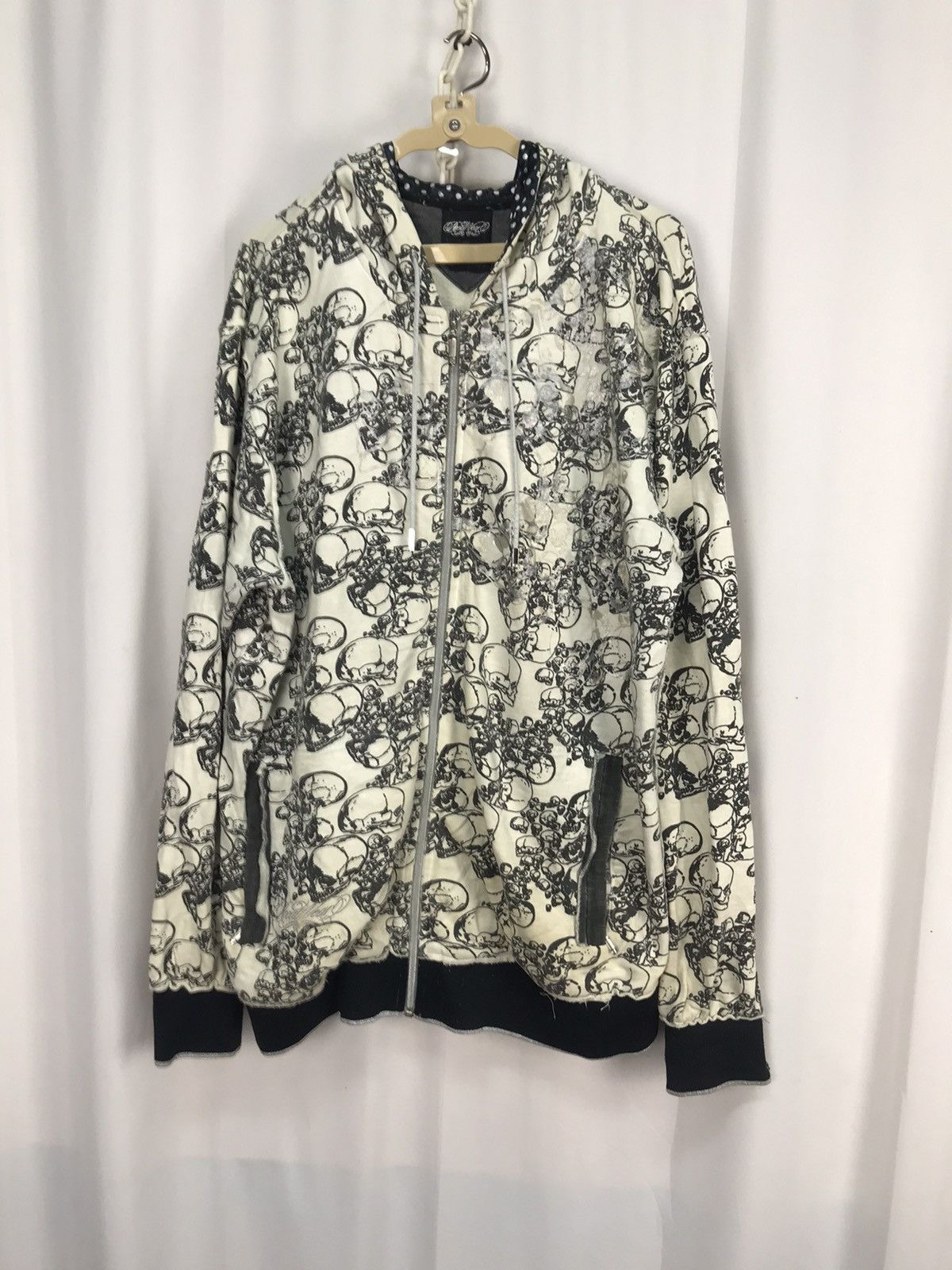 Japanese Brand × Other × Vintage Skull fullprint distressed zipper hoodie Size US L / EU 52-54 / 3 - 9 Thumbnail