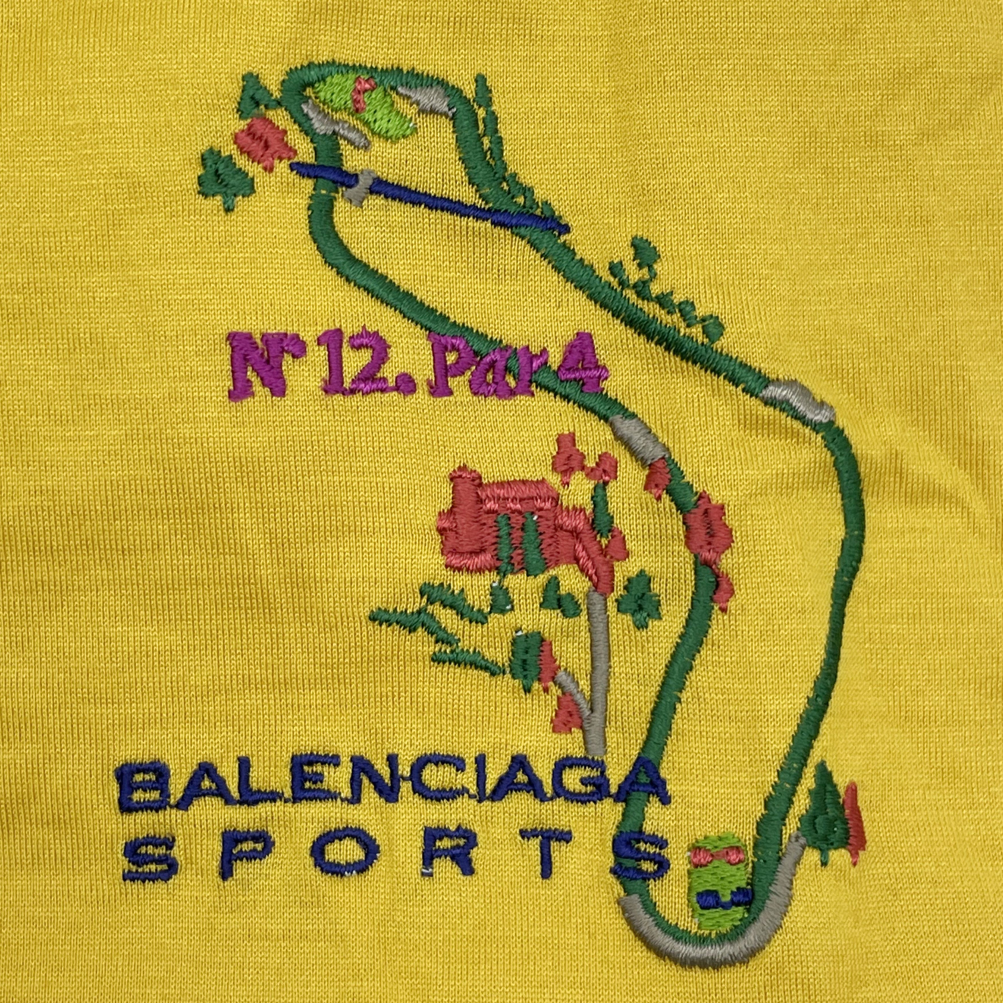 Balenciaga 🔴 BALENCIAGA Embroidered Long Sleeve Polo Shirt - Yellow Size US M / EU 48-50 / 2 - 4 Thumbnail