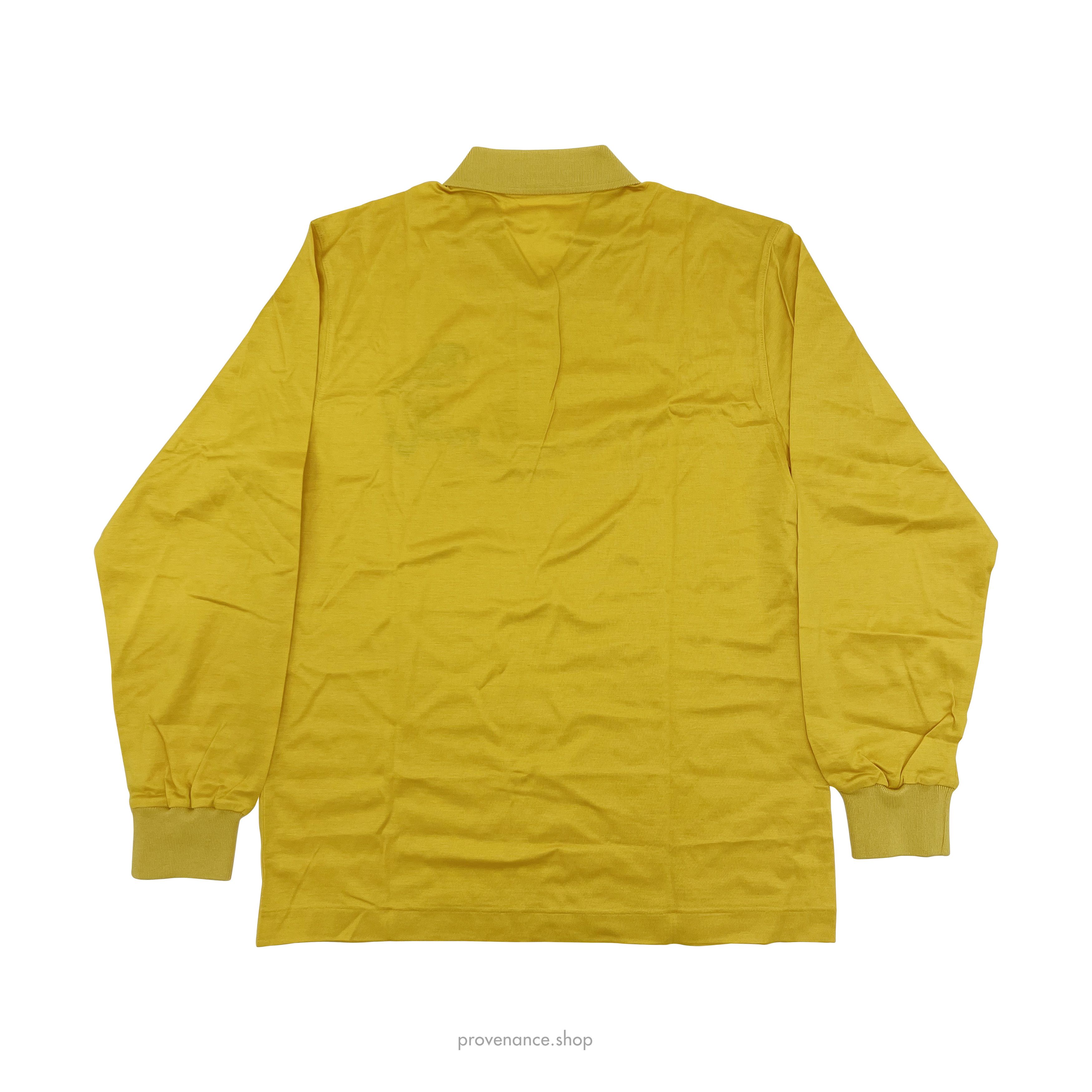 Balenciaga 🔴 BALENCIAGA Embroidered Long Sleeve Polo Shirt - Yellow Size US M / EU 48-50 / 2 - 2 Thumbnail