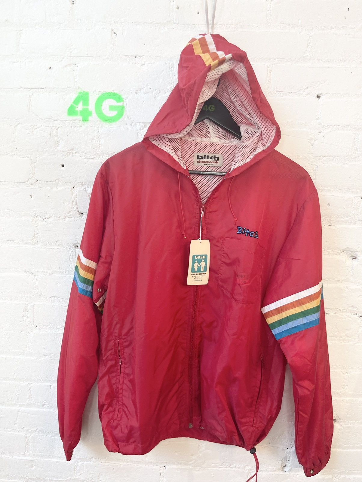 Vintage 90s BITCH SKATEBOARD BRAND New NYLON Red Jacket Windbreaker Size US M / EU 48-50 / 2 - 1 Thumbnail