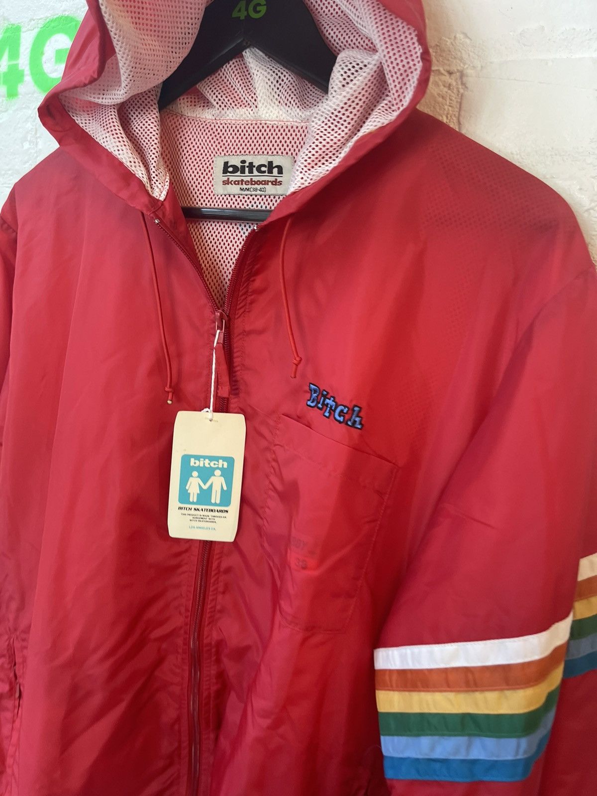 Vintage 90s BITCH SKATEBOARD BRAND New NYLON Red Jacket Windbreaker Size US M / EU 48-50 / 2 - 2 Thumbnail