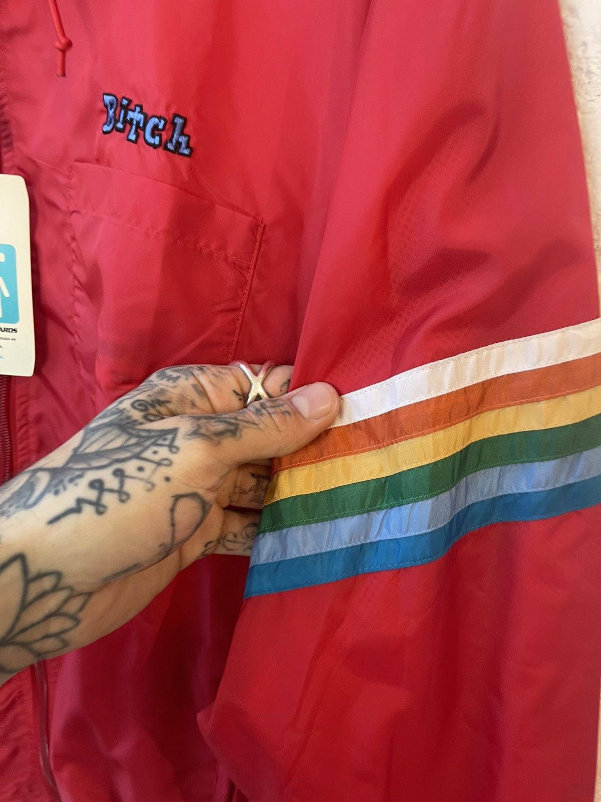 Vintage 90s BITCH SKATEBOARD BRAND New NYLON Red Jacket Windbreaker Size US M / EU 48-50 / 2 - 3 Thumbnail