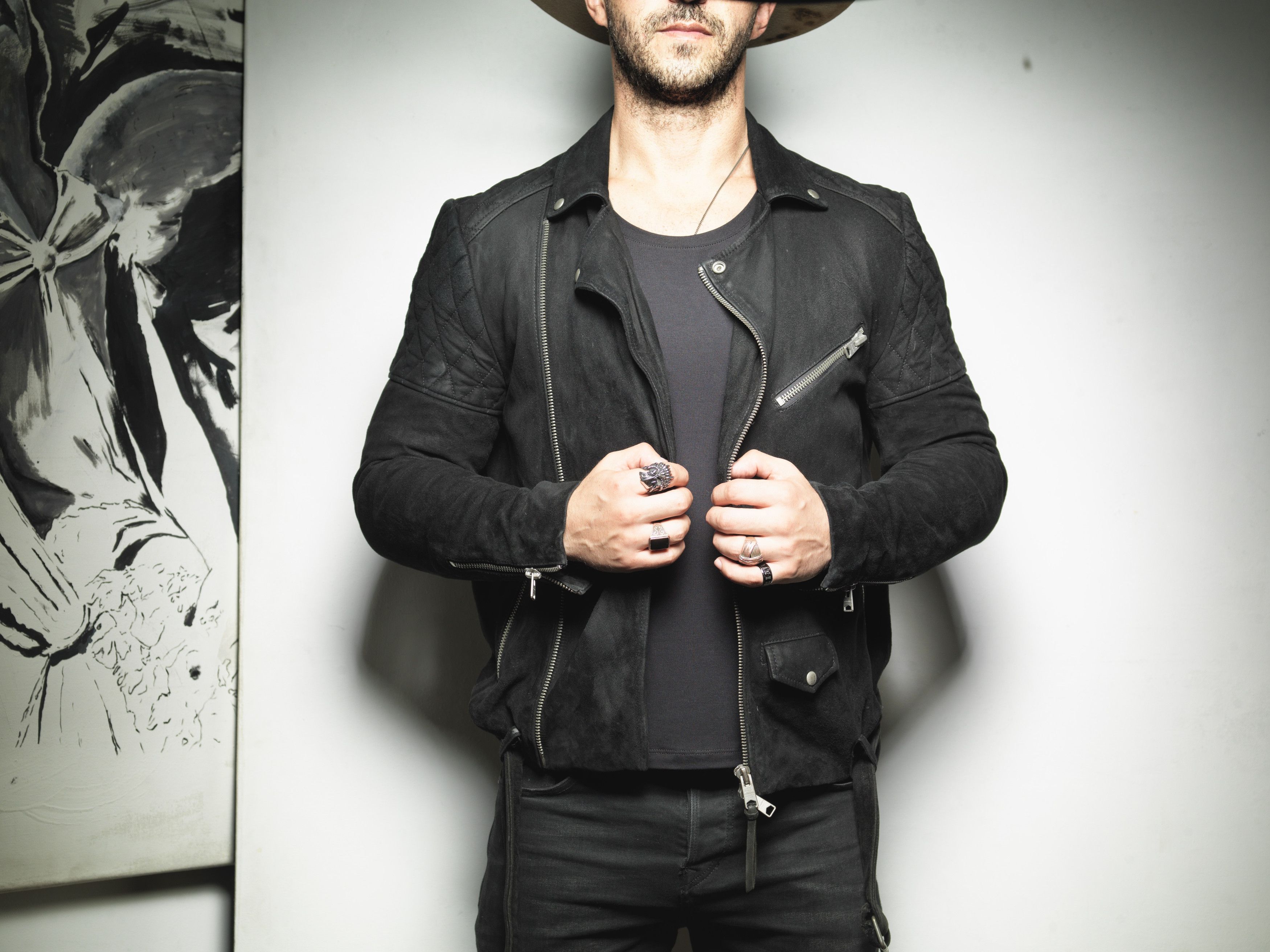 Allsaints ALL SAINTS MEN'S BONSON SUEDE LEATHER JACKET BIKER BLACK Size US S / EU 44-46 / 1 - 1 Thumbnail