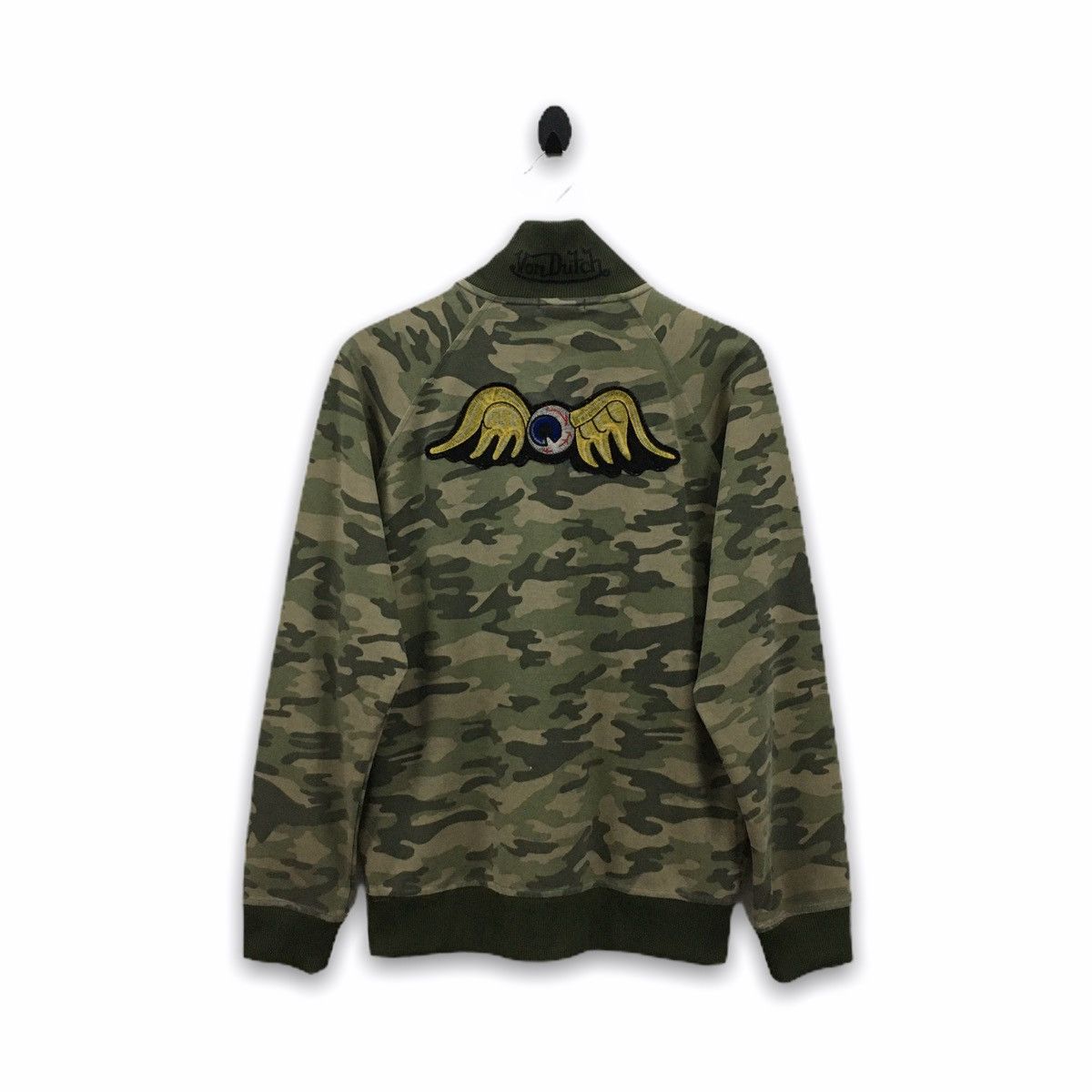 Camo Rare Von Dutch Camo Flying Eye Ball Big Patches Sweater | Grailed