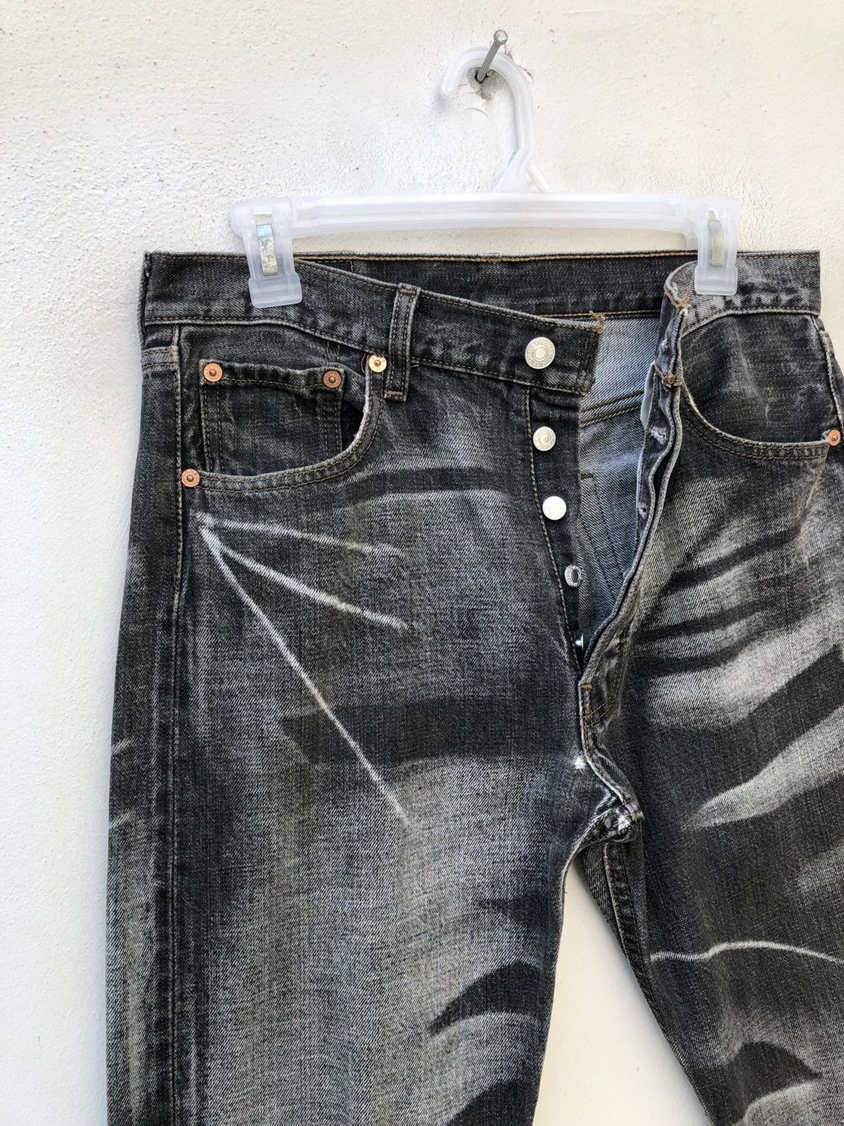 Levi's Vintage Y2K 2003 Levi’s 501 Jeans Distressed Laser Denim Size US 30 / EU 46 - 7 Thumbnail