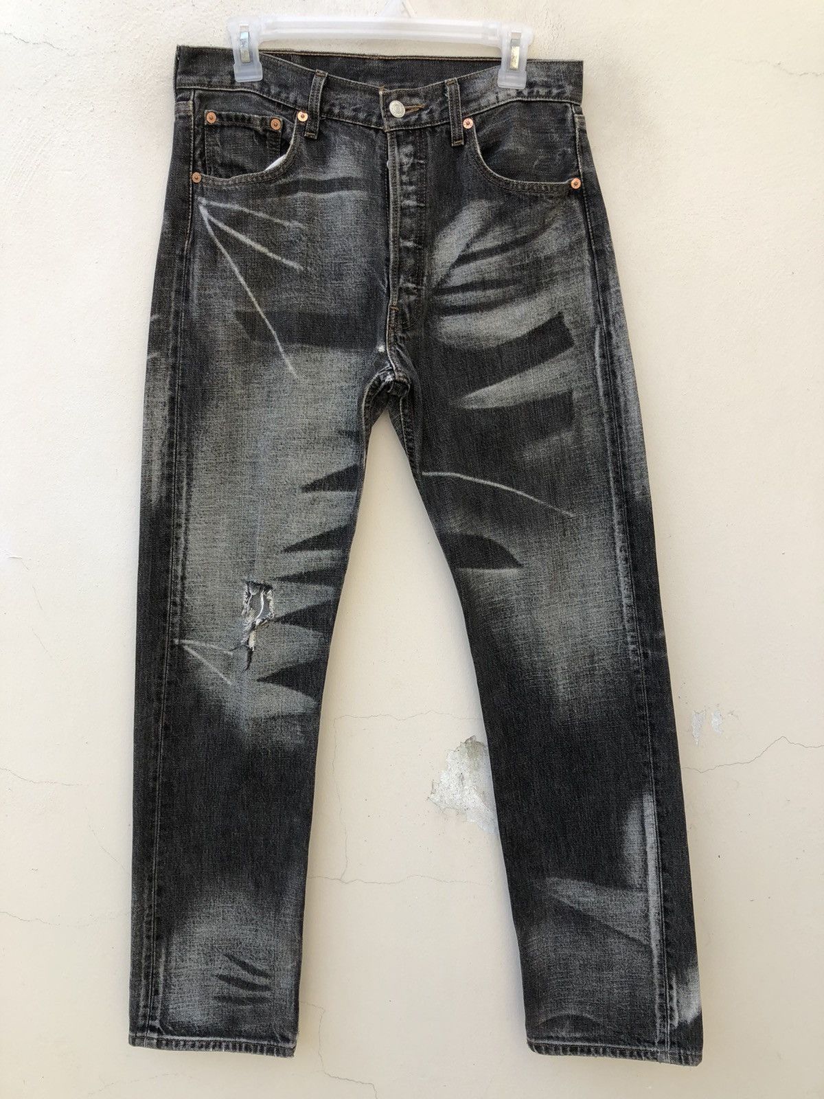 Levi's Vintage Y2K 2003 Levi’s 501 Jeans Distressed Laser Denim Size US 30 / EU 46 - 6 Thumbnail