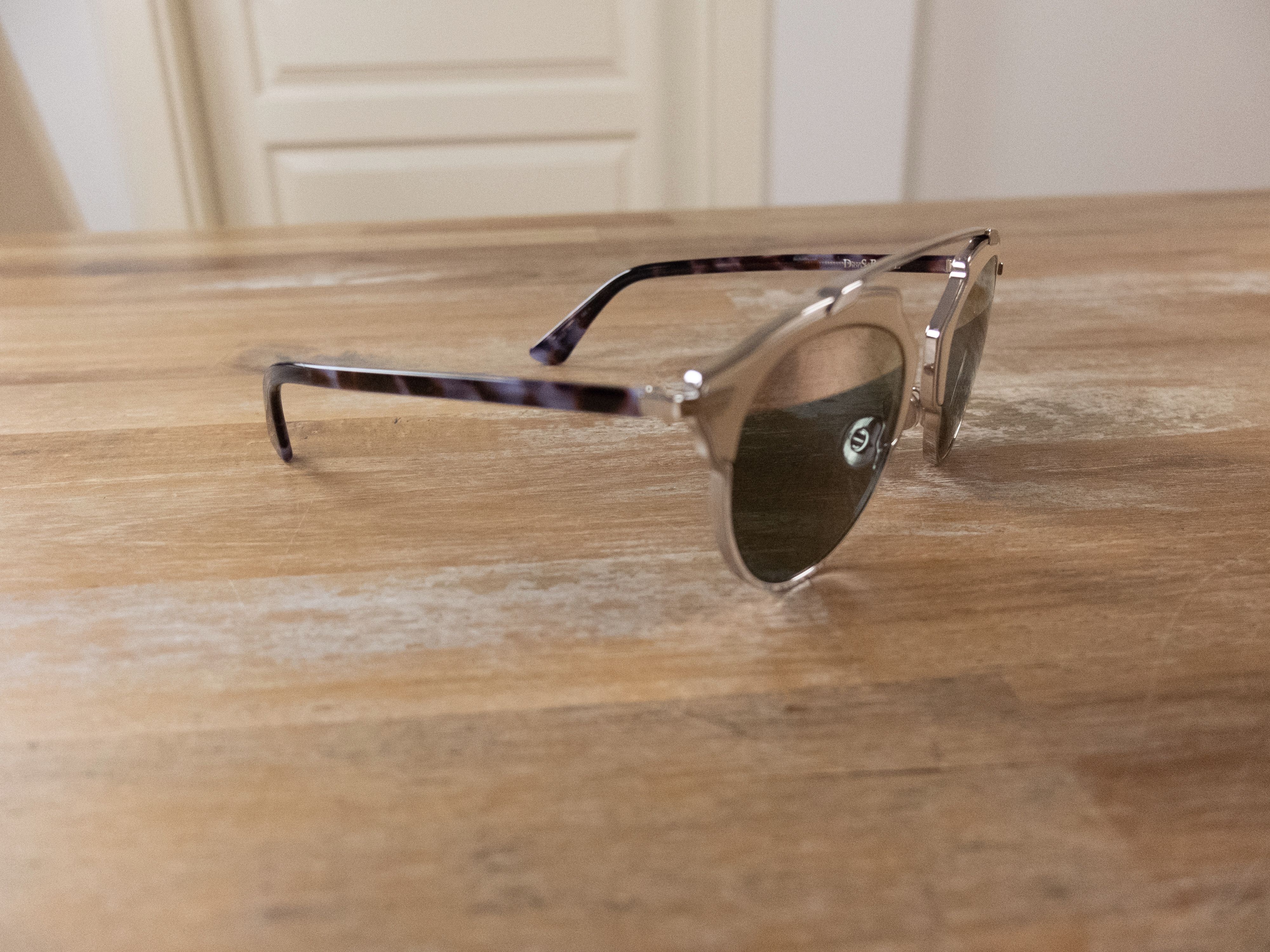 Dior DIOR DiorSoReal unisex biege leather metal frame sunglasses Size ONE SIZE - 3 Thumbnail