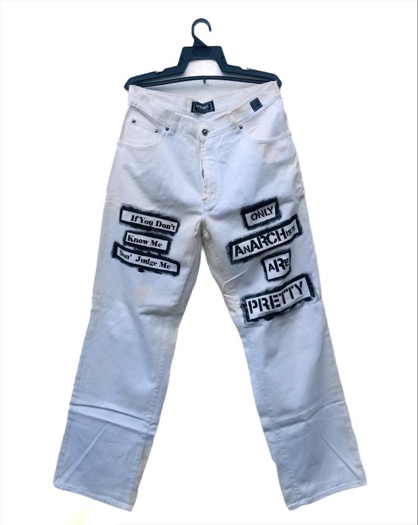Versace Jeans Couture × Vintage Vintage Versace White Pant Travis Scott Fashion Style Size US 36 / EU 52 - 1 Thumbnail