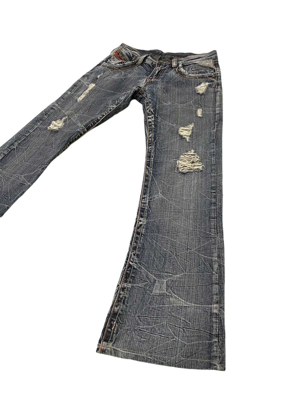 Japanese Brand Flare Jeans Semantic Design Distress Low Rise Boot Cut 5🟦6 Size US 30 / EU 46 - 1 Thumbnail