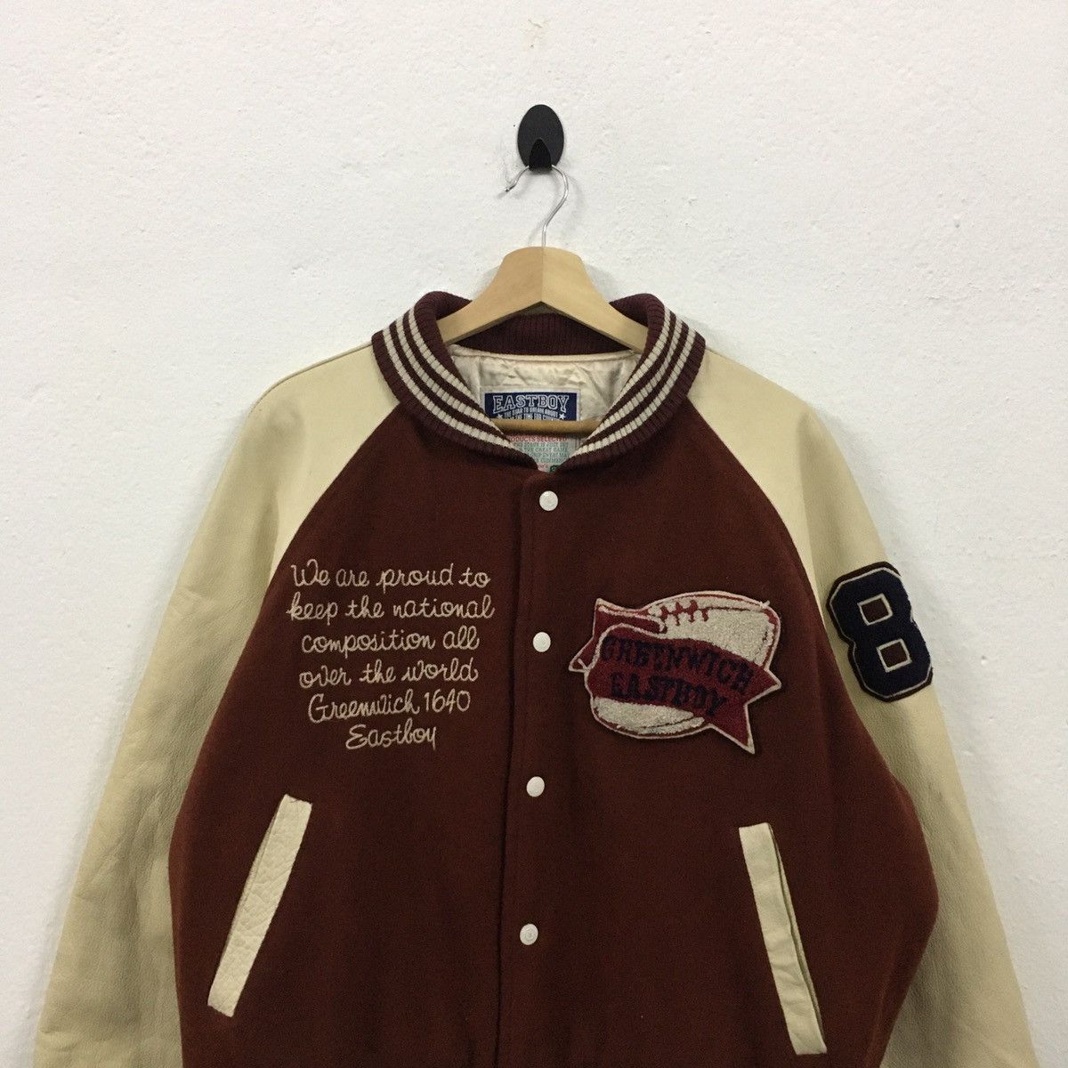 Vintage Vintage East Boy Football Team Green Wich Varsity Jacket Size US M / EU 48-50 / 2 - 6 Thumbnail
