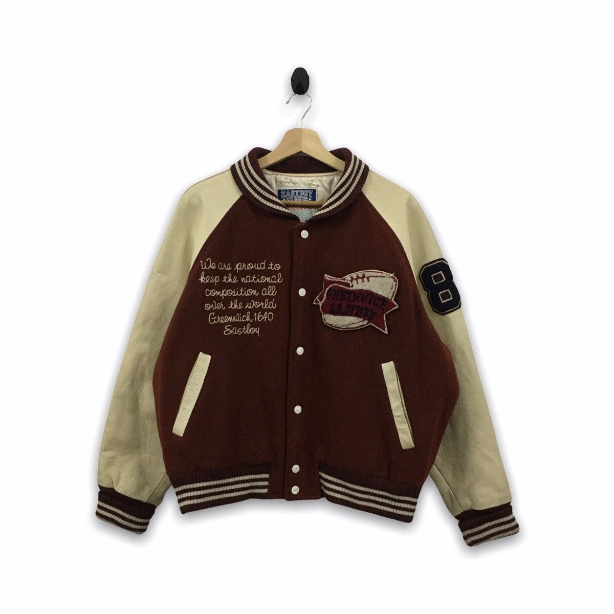 Vintage Vintage East Boy Football Team Green Wich Varsity Jacket Size US M / EU 48-50 / 2 - 2 Thumbnail
