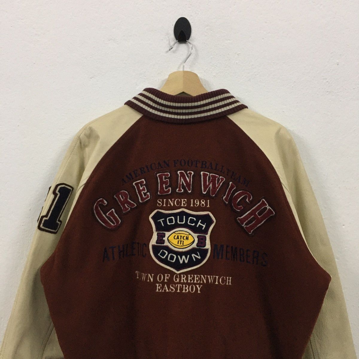 Vintage Vintage East Boy Football Team Green Wich Varsity Jacket Size US M / EU 48-50 / 2 - 12 Thumbnail