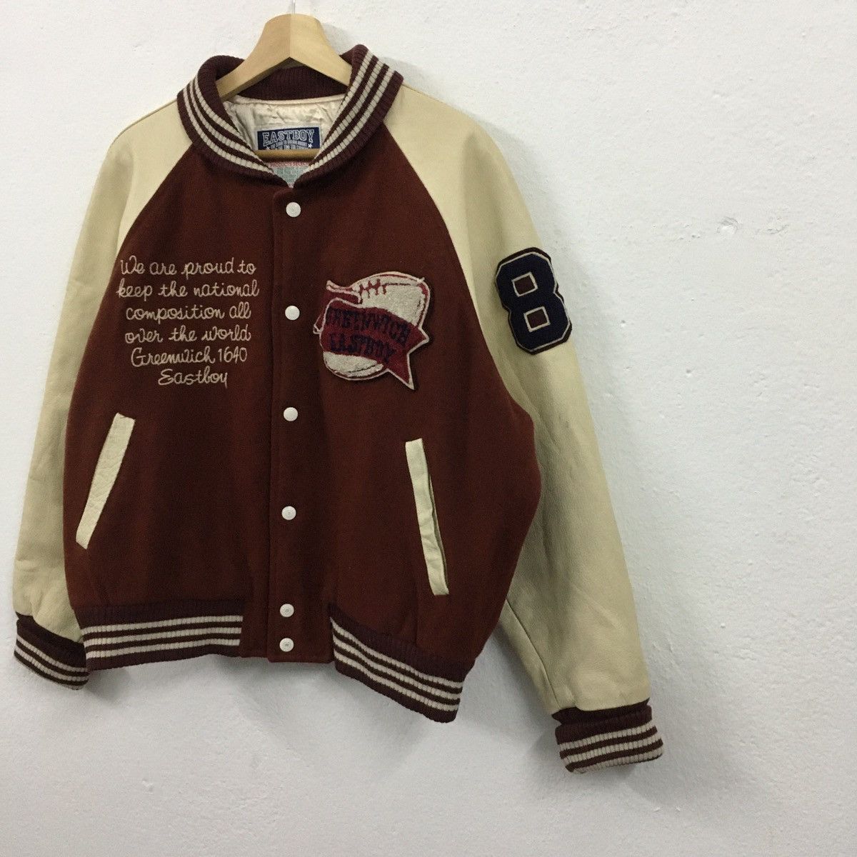 Vintage Vintage East Boy Football Team Green Wich Varsity Jacket Size US M / EU 48-50 / 2 - 8 Thumbnail
