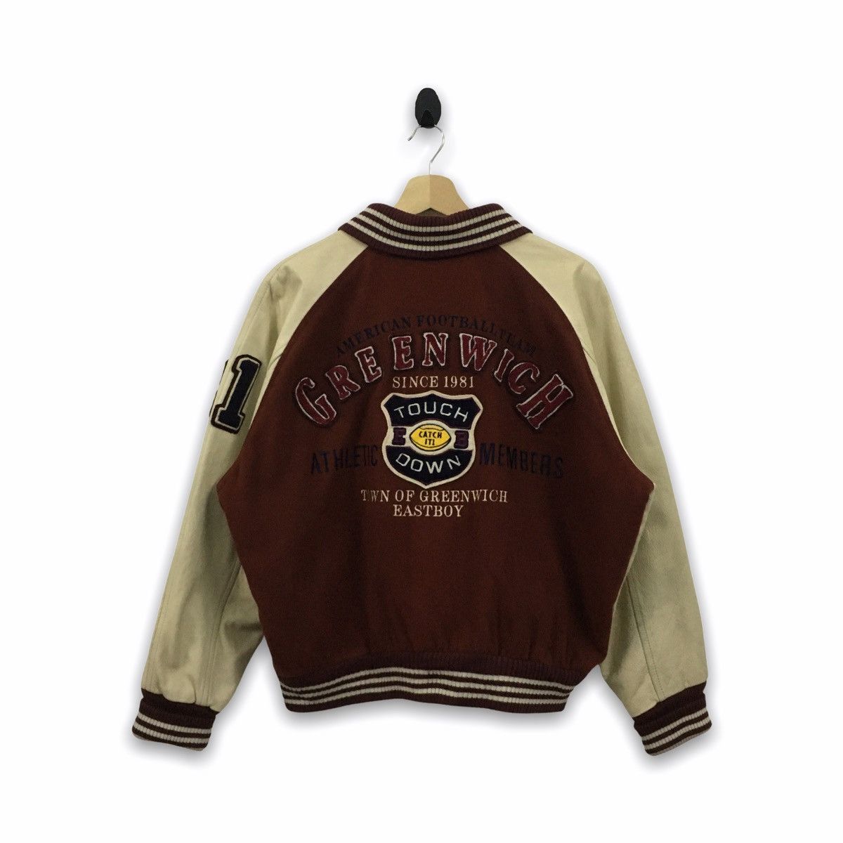 Vintage Vintage East Boy Football Team Green Wich Varsity Jacket Size US M / EU 48-50 / 2 - 1 Thumbnail