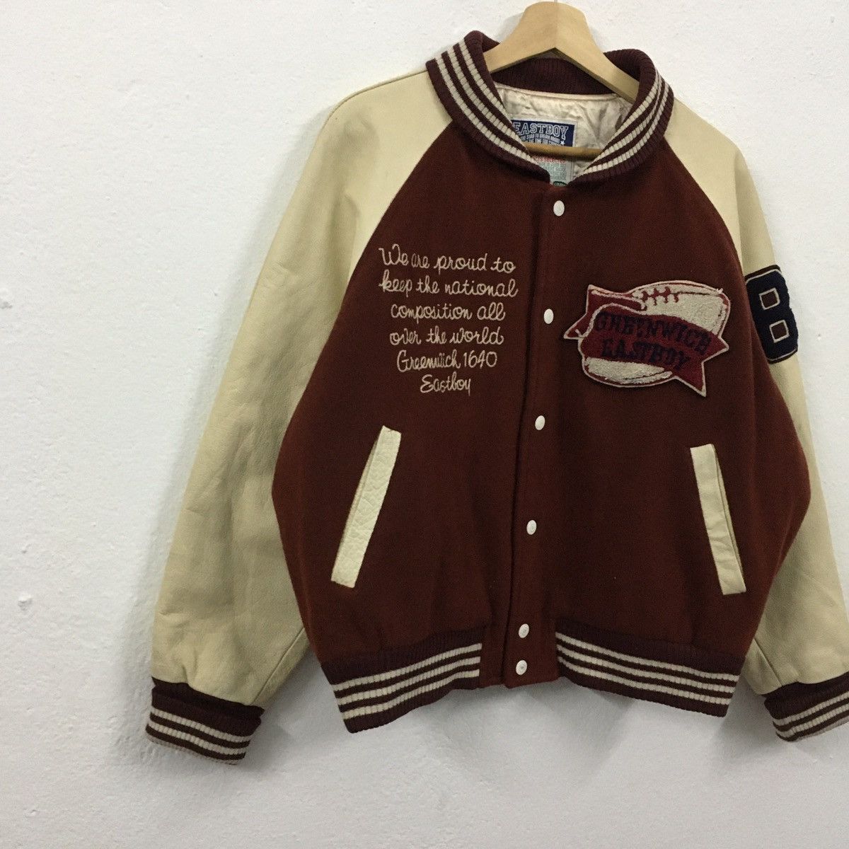 Vintage Vintage East Boy Football Team Green Wich Varsity Jacket Size US M / EU 48-50 / 2 - 9 Thumbnail