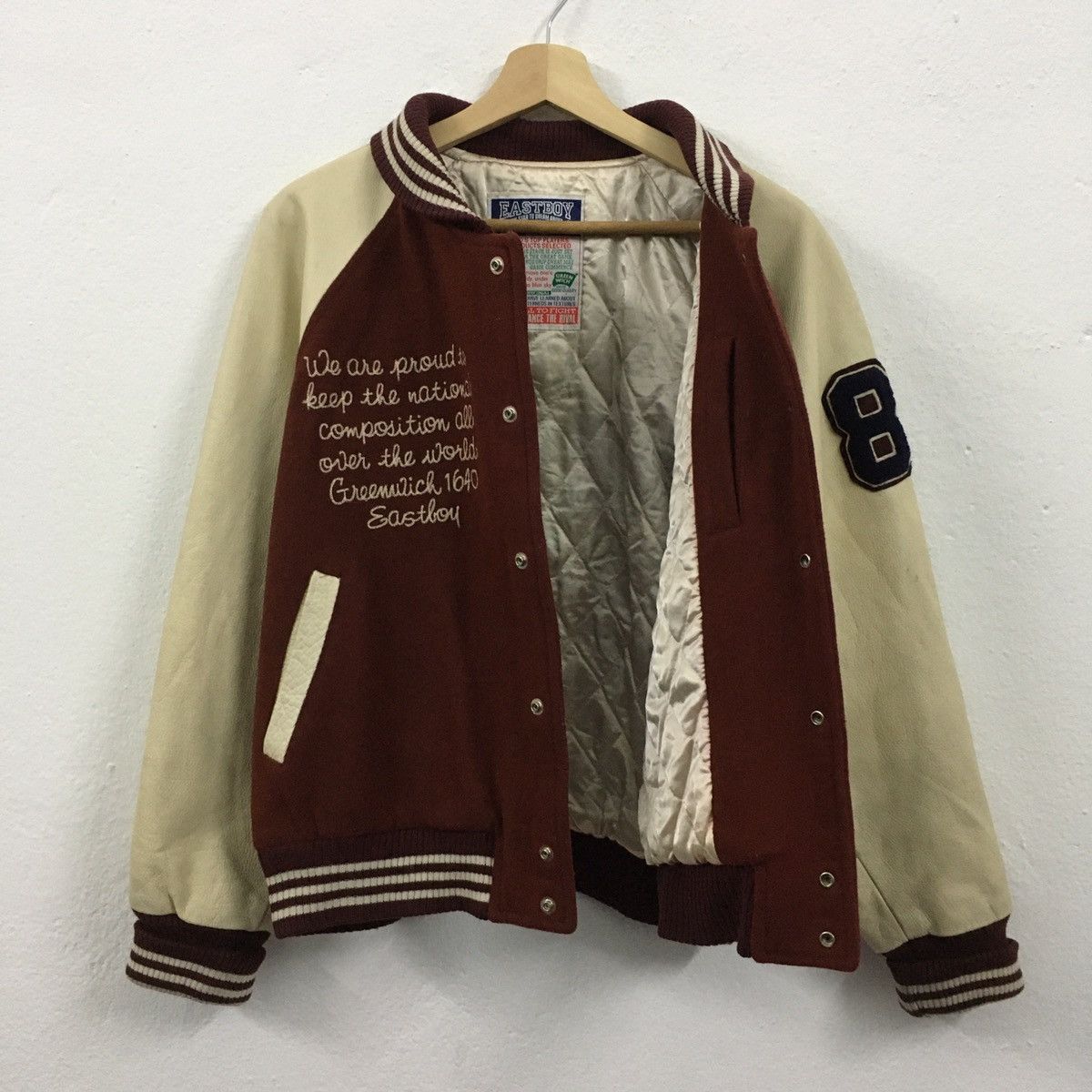 Vintage Vintage East Boy Football Team Green Wich Varsity Jacket Size US M / EU 48-50 / 2 - 21 Thumbnail