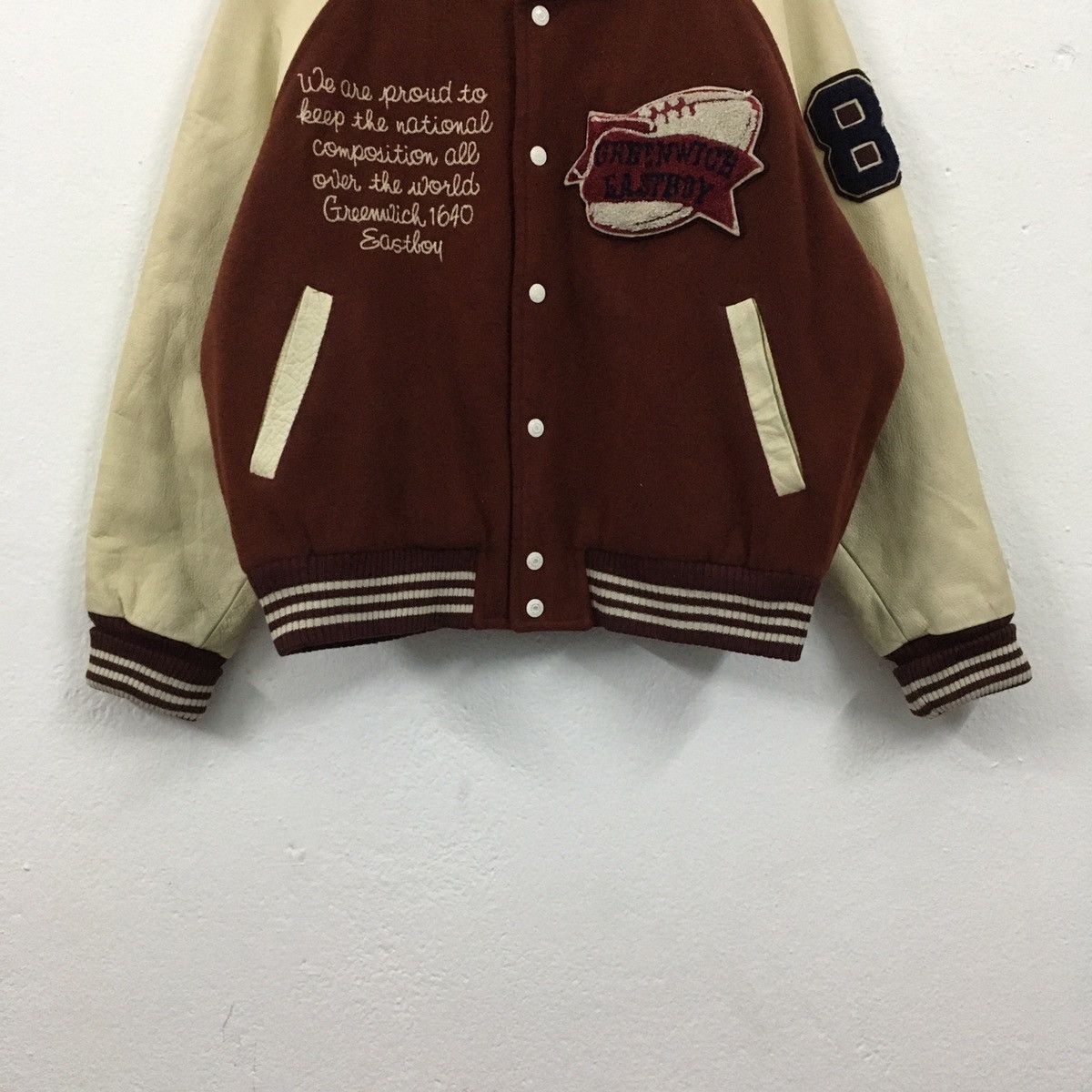 Vintage Vintage East Boy Football Team Green Wich Varsity Jacket Size US M / EU 48-50 / 2 - 7 Thumbnail