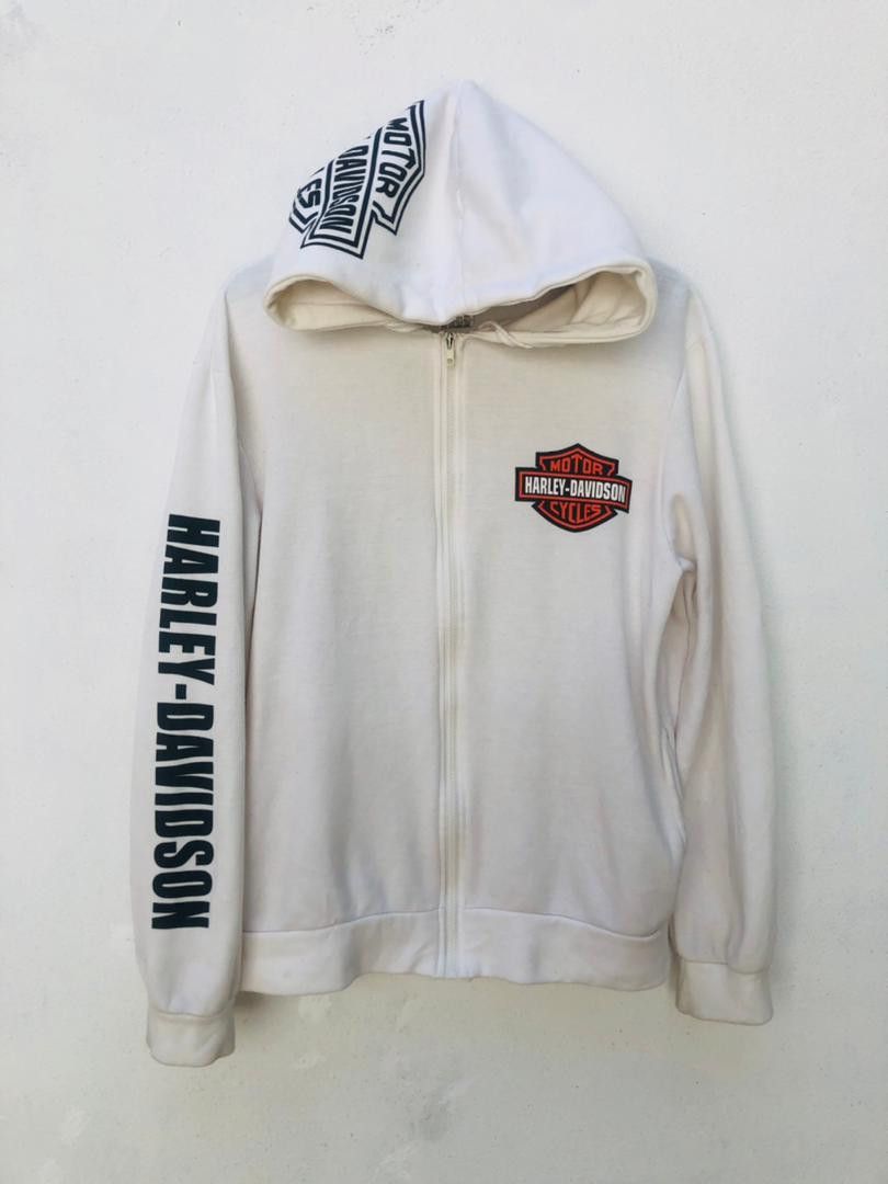 Japanese Brand × Vintage Vintage Harley Big Logo Motorcycle White Hoodie Size US M / EU 48-50 / 2 - 2 Thumbnail
