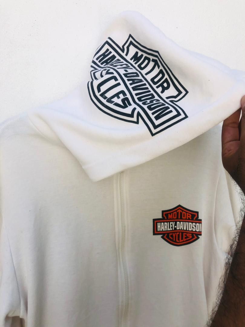 Japanese Brand × Vintage Vintage Harley Big Logo Motorcycle White Hoodie Size US M / EU 48-50 / 2 - 6 Thumbnail