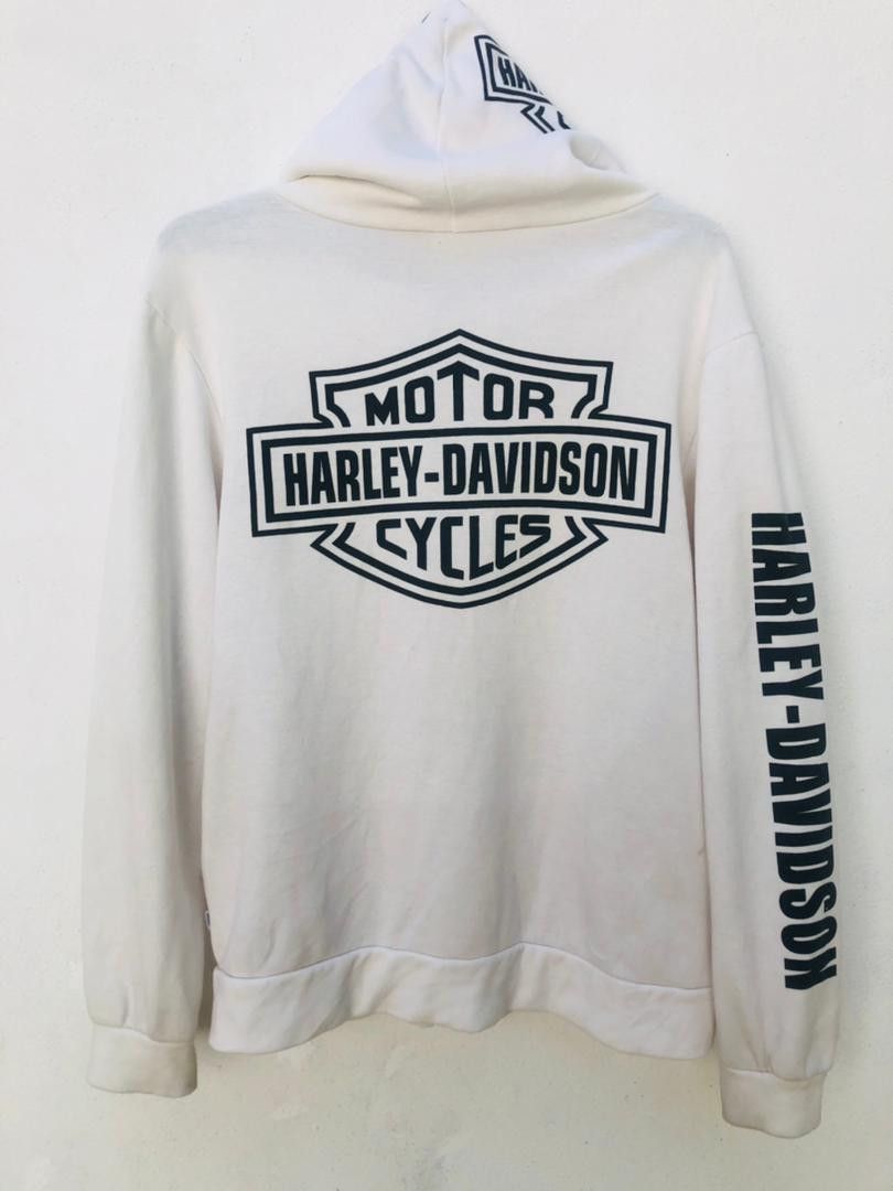Japanese Brand × Vintage Vintage Harley Big Logo Motorcycle White Hoodie Size US M / EU 48-50 / 2 - 1 Thumbnail
