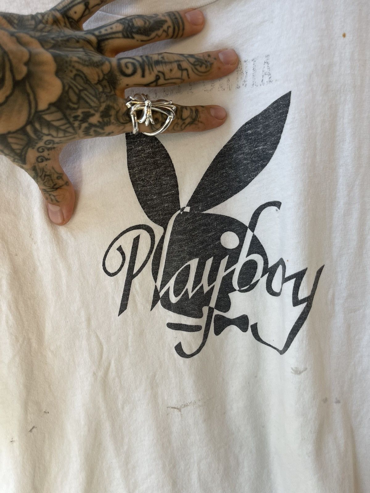 Playboy × Vintage Vintage THRASHED PLAYBOY BUNNY OVERSIZE XL SHIRT FADED Size US XL / EU 56 / 4 - 7 Thumbnail