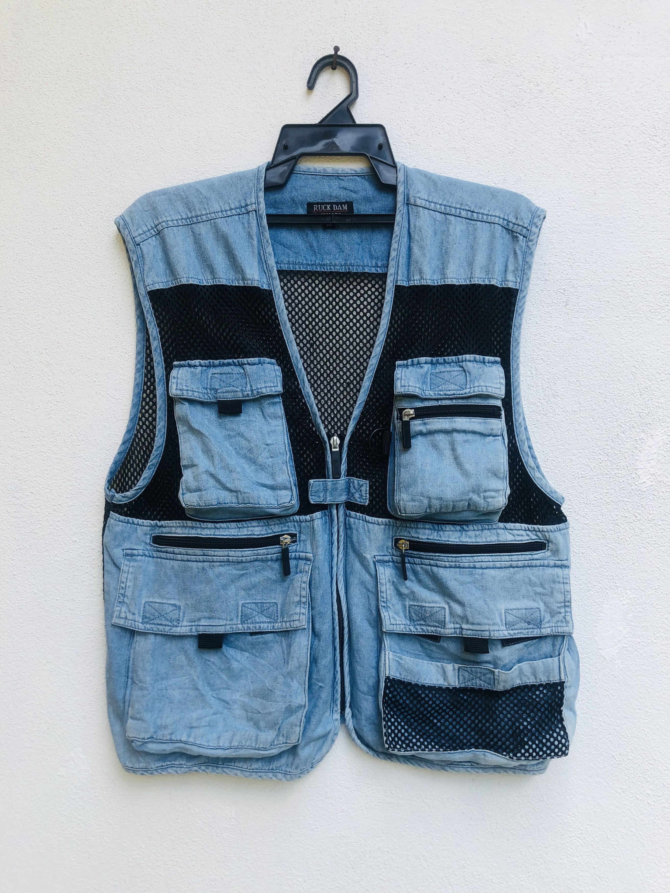 image of Vintage Ruck Dam Vest Japanese Designer Fashion Style in Sky Blue, Men's (Size Medium)