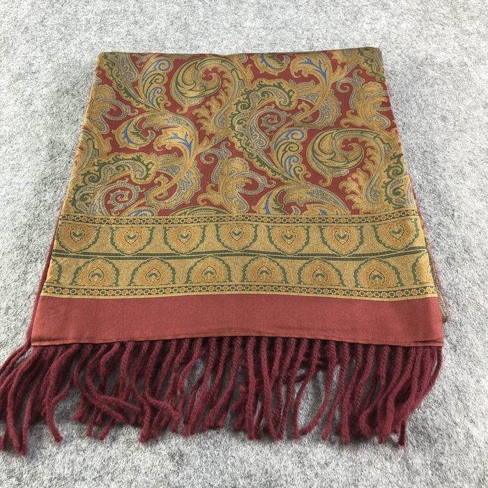 Aquascutum Aquascutum Paisley Silk Cashmere Scarf Muffler V1621