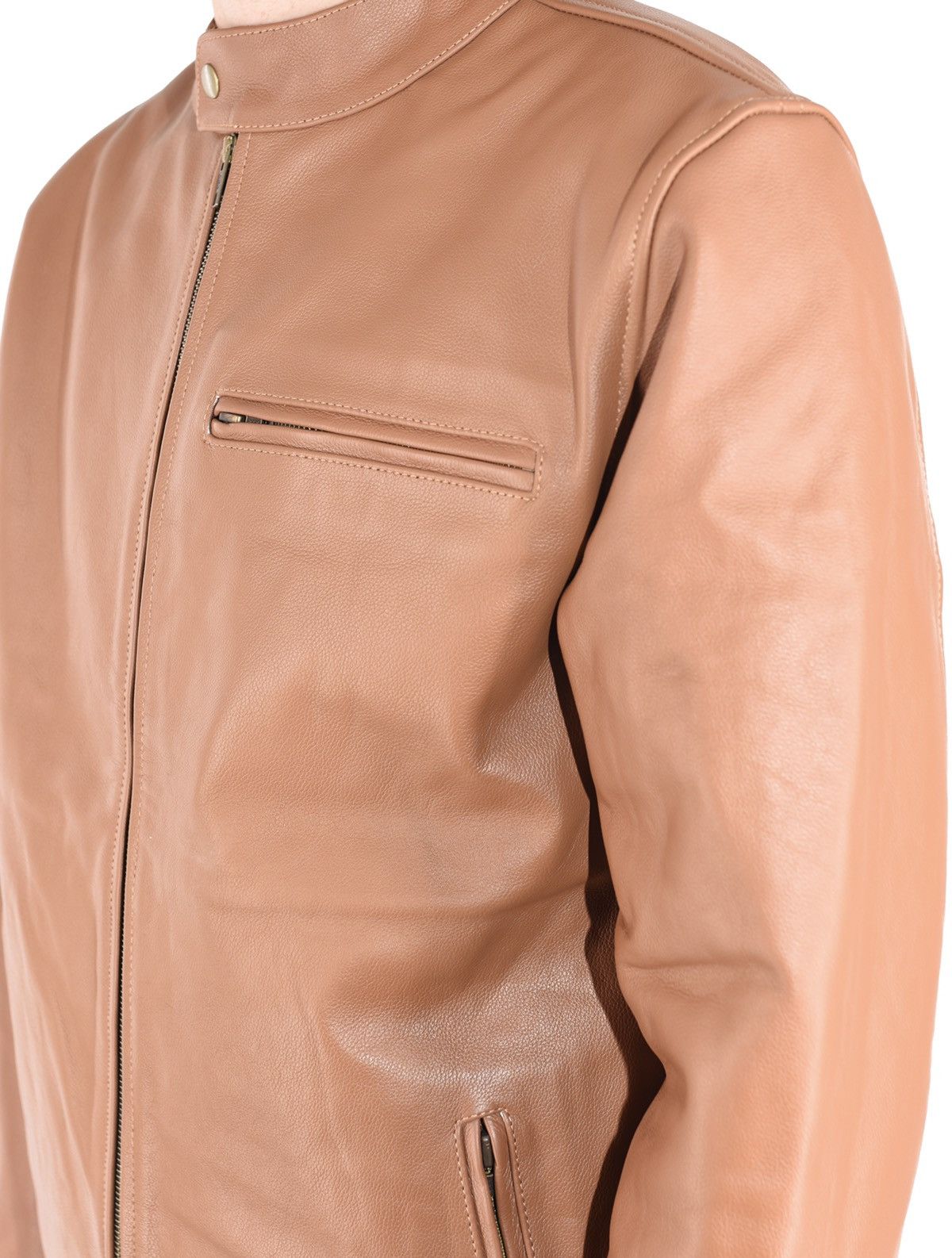 Genuine Leather Cafe Racer Leather Jacket Mocha Size US M / EU 48-50 / 2 - 4 Thumbnail