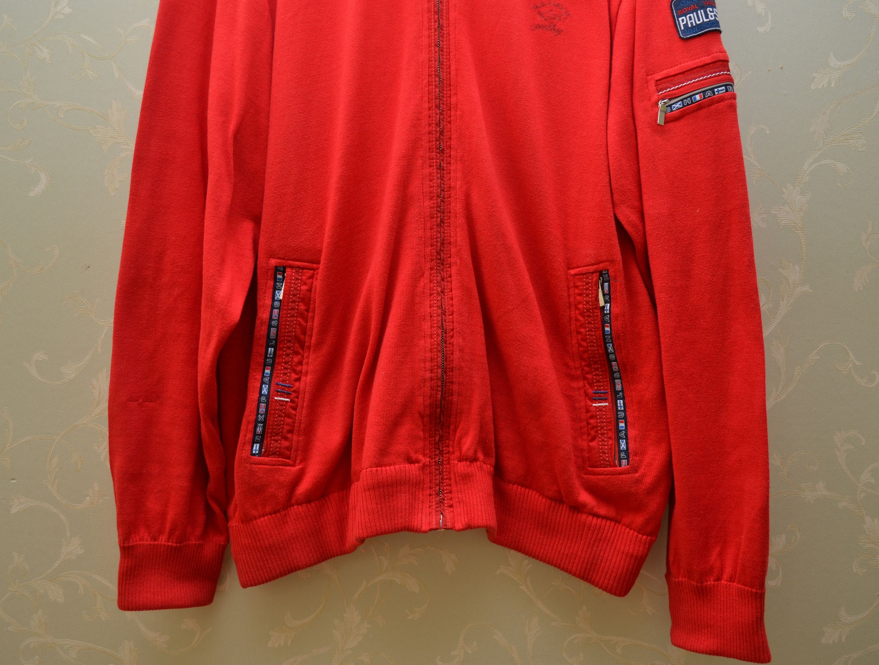 Paul & Shark Paul & Shark Yachting Red Knit Wool Full Zip Jumper Sweater Size US XL / EU 56 / 4 - 3 Thumbnail