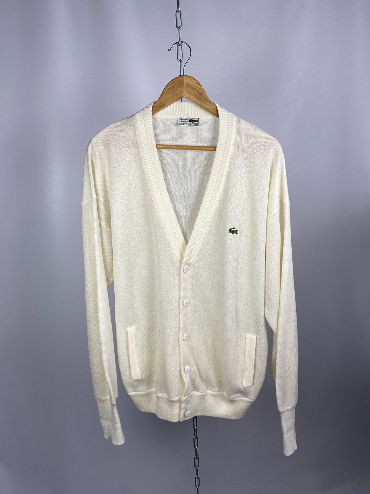 Lacoste cardigan long sleeve streetwear white size L