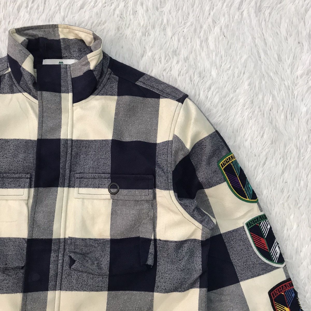 INHABIT Inhabitant Checkered Jacket With Patches On Sleeve Size US L / EU 52-54 / 3 - 4 Thumbnail