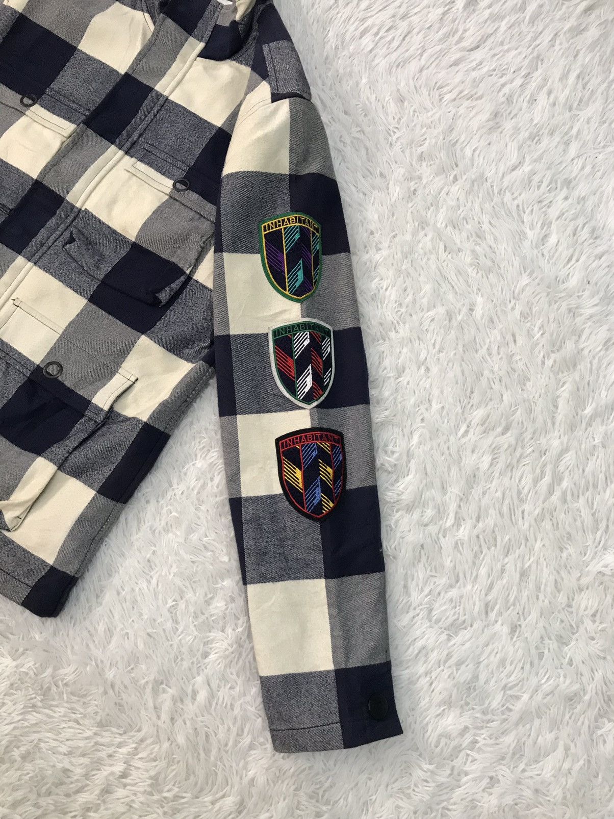 INHABIT Inhabitant Checkered Jacket With Patches On Sleeve Size US L / EU 52-54 / 3 - 7 Thumbnail