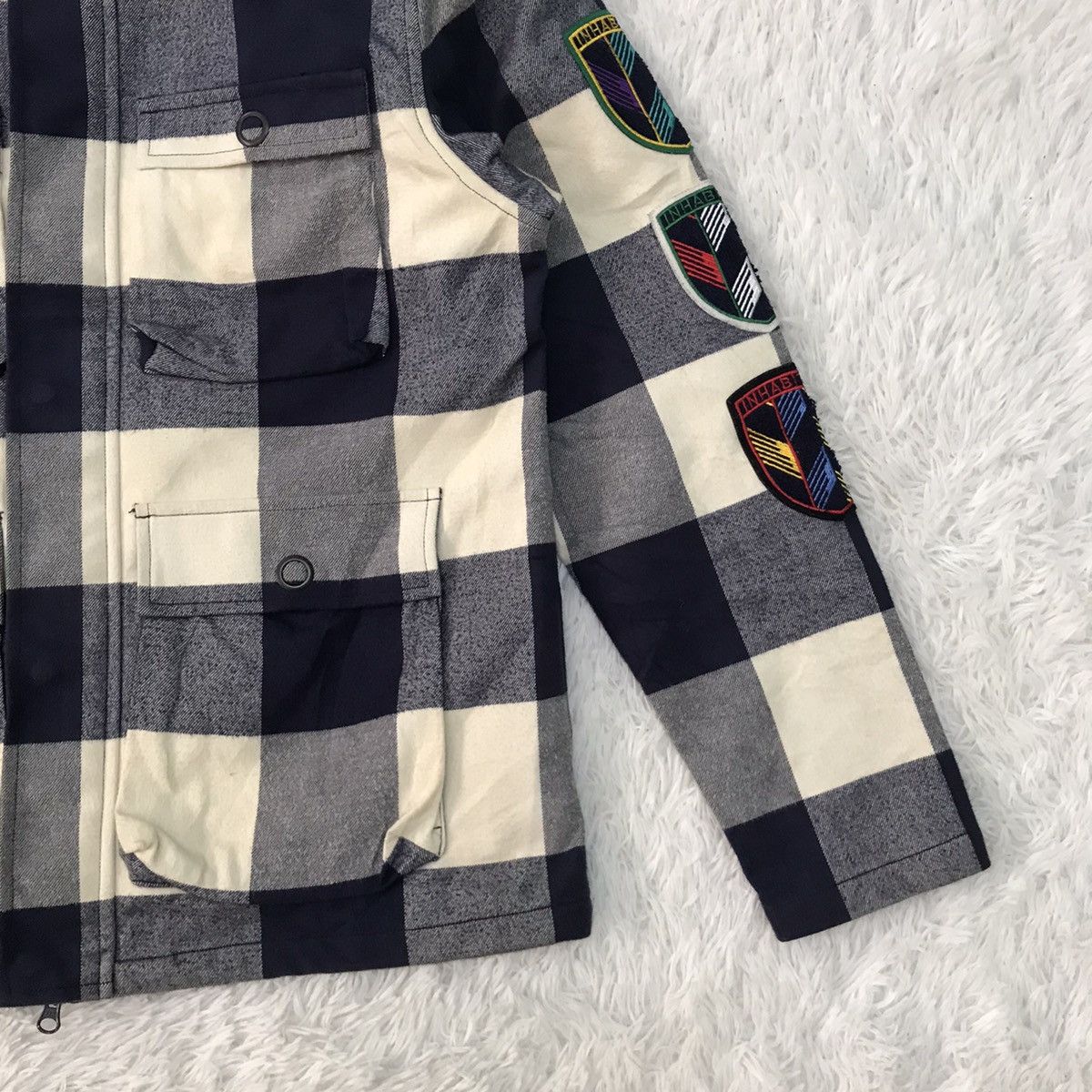 INHABIT Inhabitant Checkered Jacket With Patches On Sleeve Size US L / EU 52-54 / 3 - 6 Thumbnail