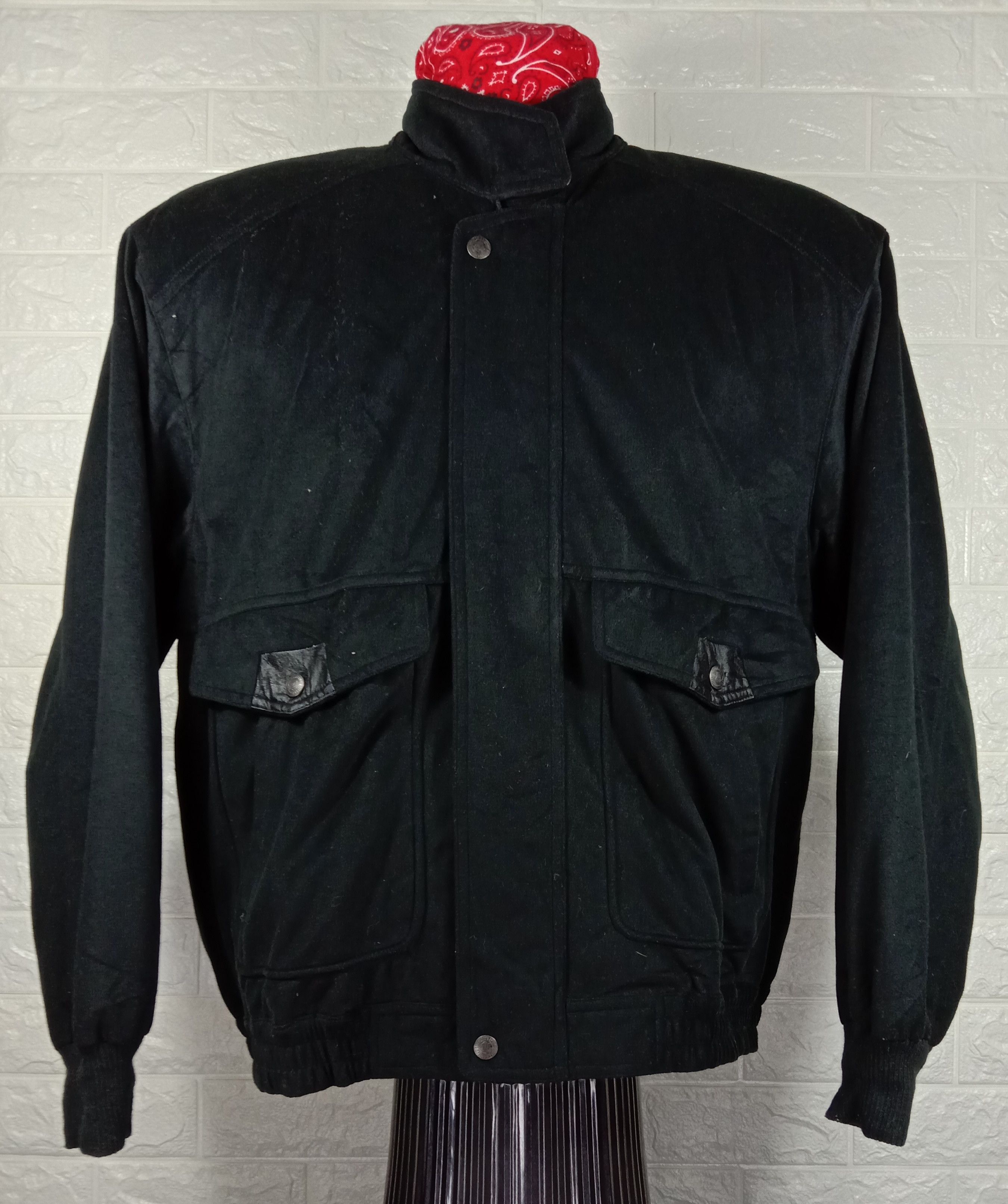 image of Vintage Club Full Black Retro Jacket, Men's (Size Large)