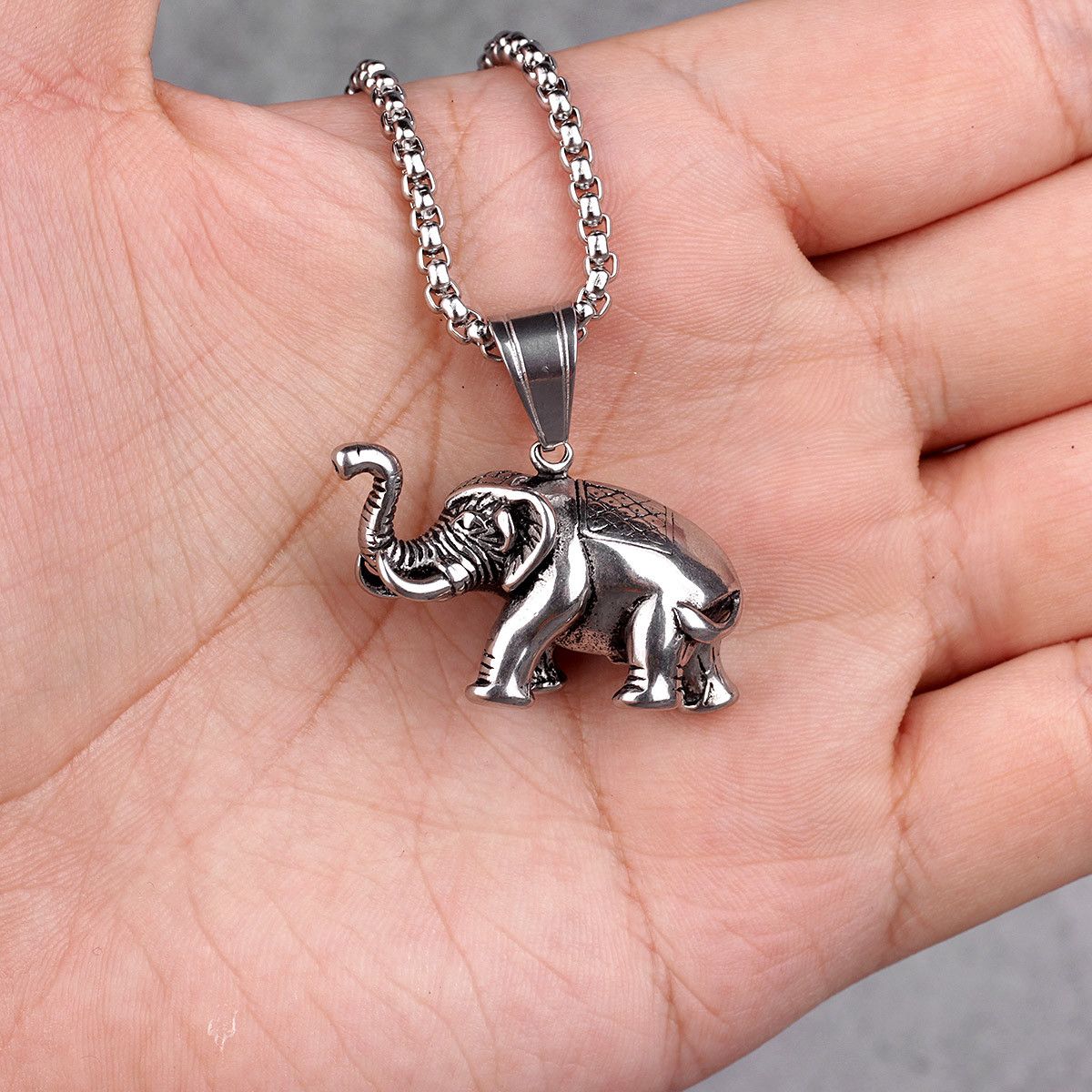 Jewelry 316L Stainless Steel Elephant Pendant Necklace Size ONE SIZE - 1 Thumbnail