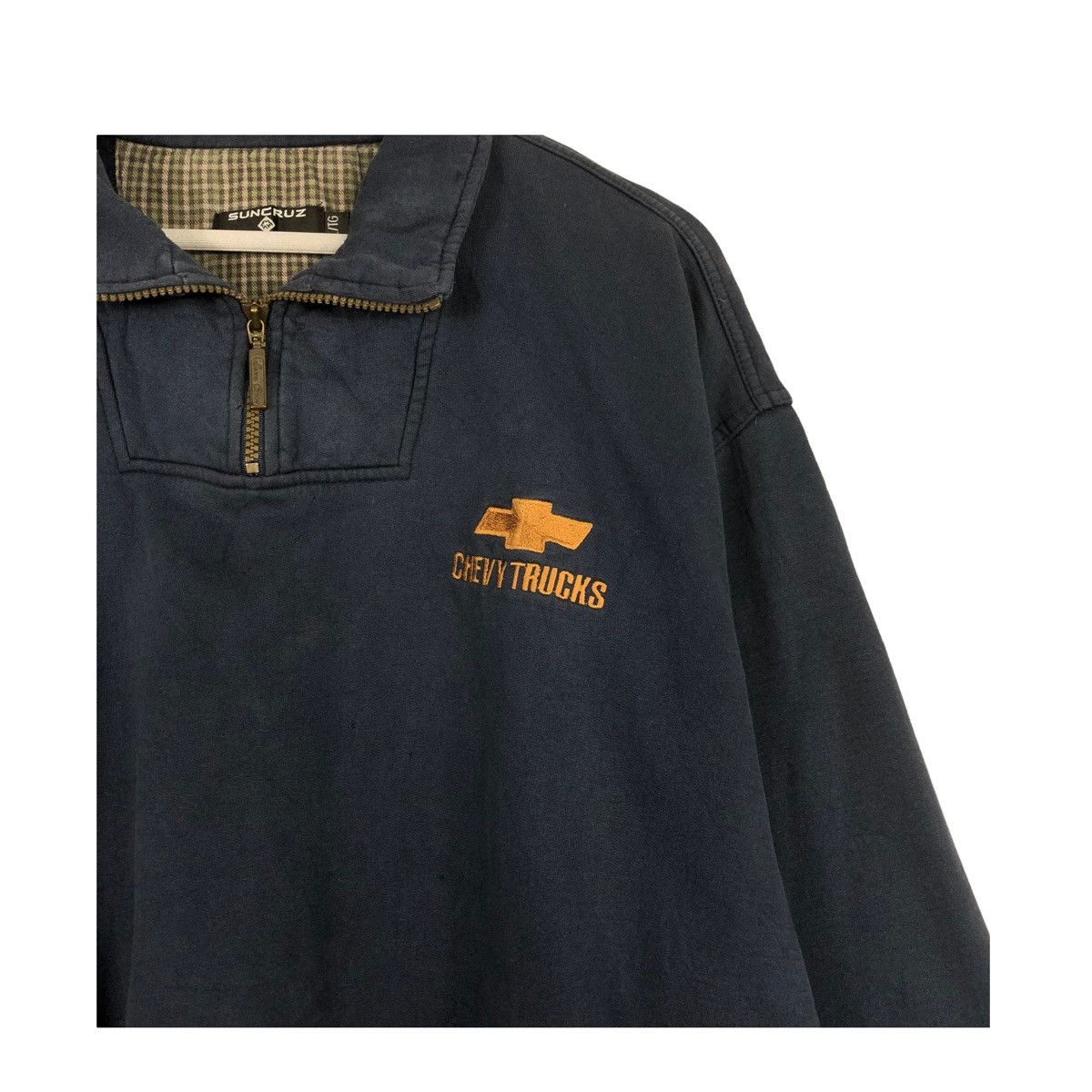 Vintage 💥90s CHEVROLET TRUCK HALFZIP NAVY SWEATER Size US XL / EU 56 / 4 - 6 Thumbnail