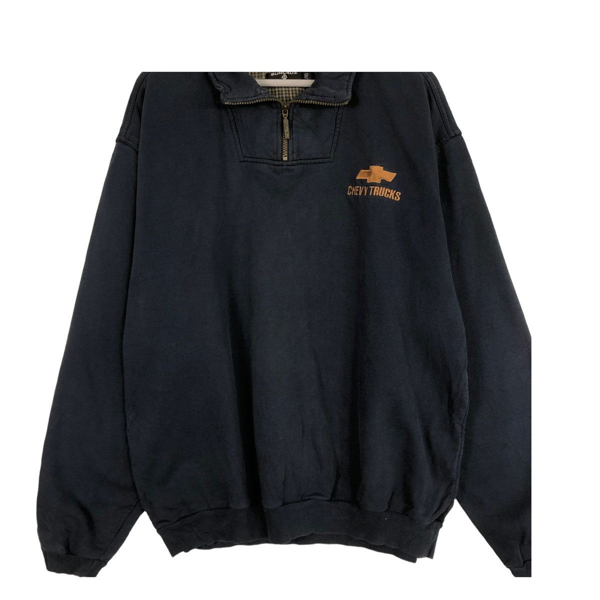 Vintage 💥90s CHEVROLET TRUCK HALFZIP NAVY SWEATER Size US XL / EU 56 / 4 - 5 Thumbnail