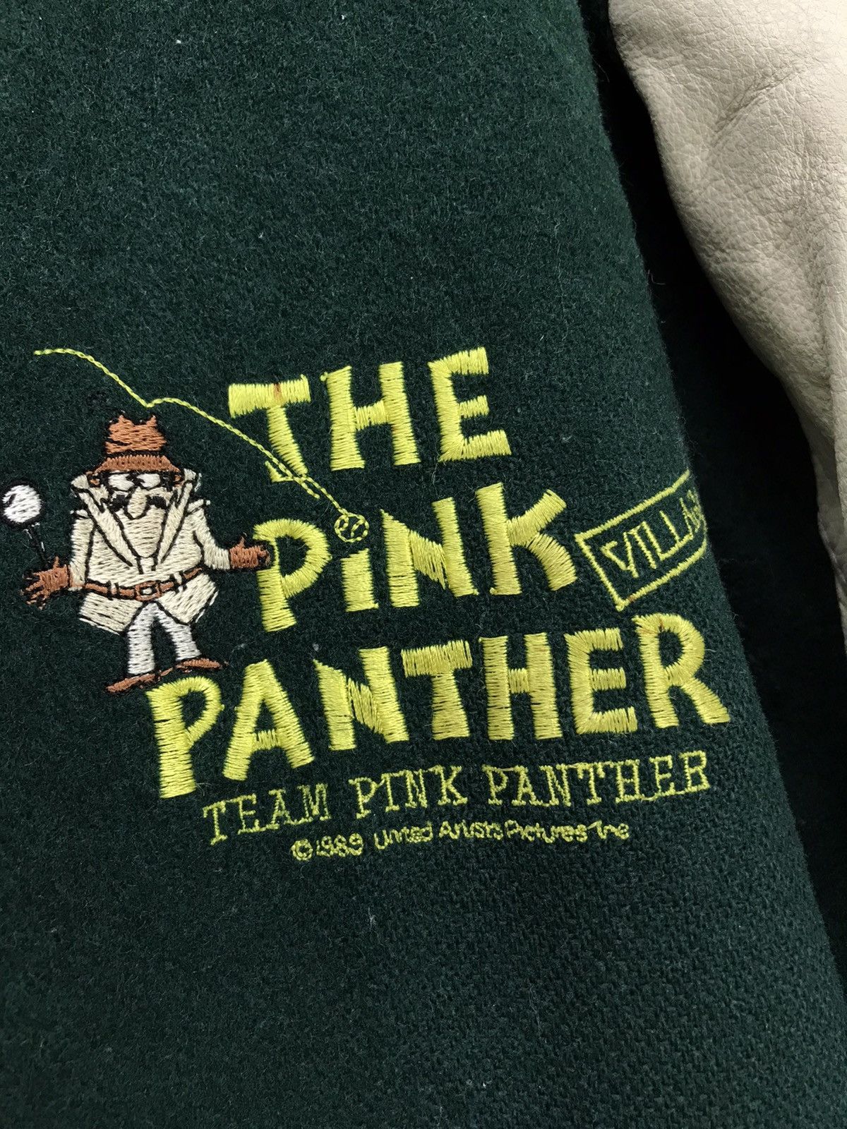 Vintage Rare Vtg 80s Pink Panther Varsity Jacket Wool Leather 28🟩 Size US L / EU 52-54 / 3 - 5 Thumbnail