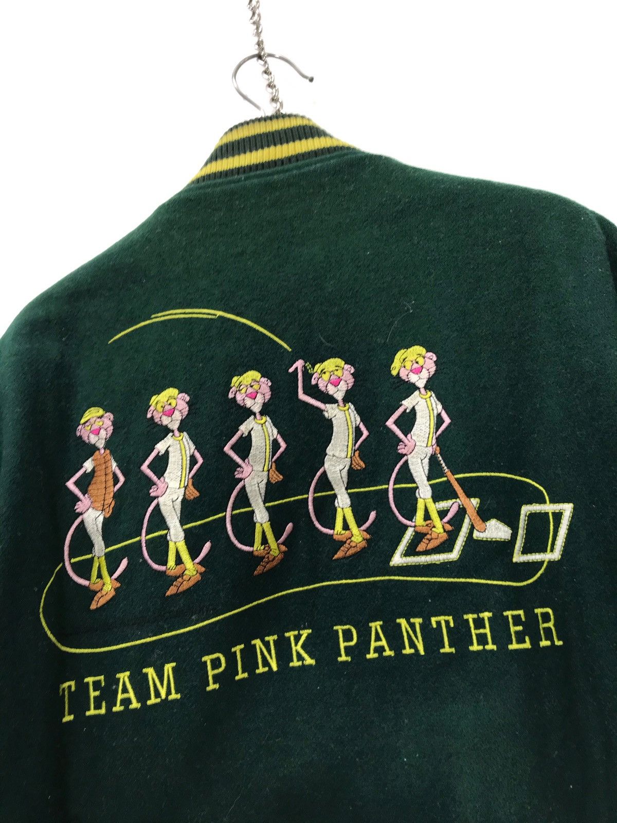 Vintage Rare Vtg 80s Pink Panther Varsity Jacket Wool Leather 28🟩 Size US L / EU 52-54 / 3 - 2 Thumbnail