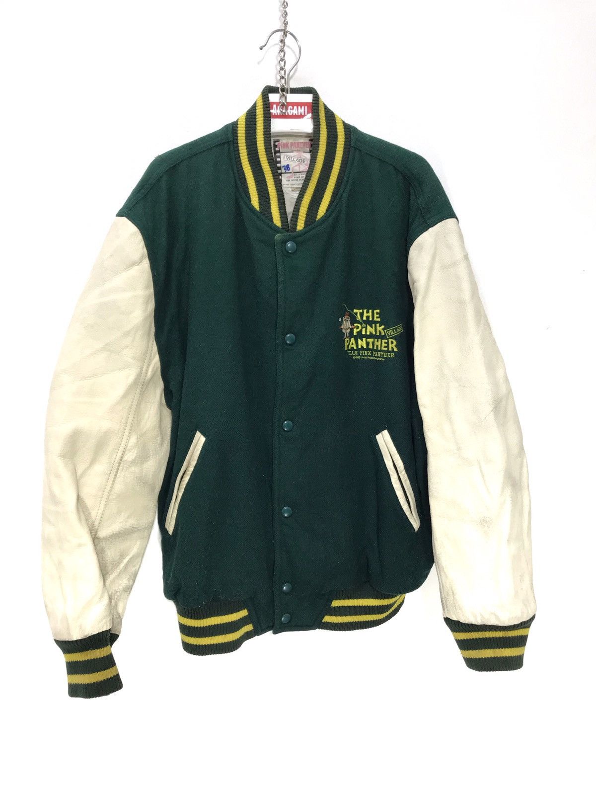 Vintage Rare Vtg 80s Pink Panther Varsity Jacket Wool Leather 28🟩 Size US L / EU 52-54 / 3 - 3 Thumbnail