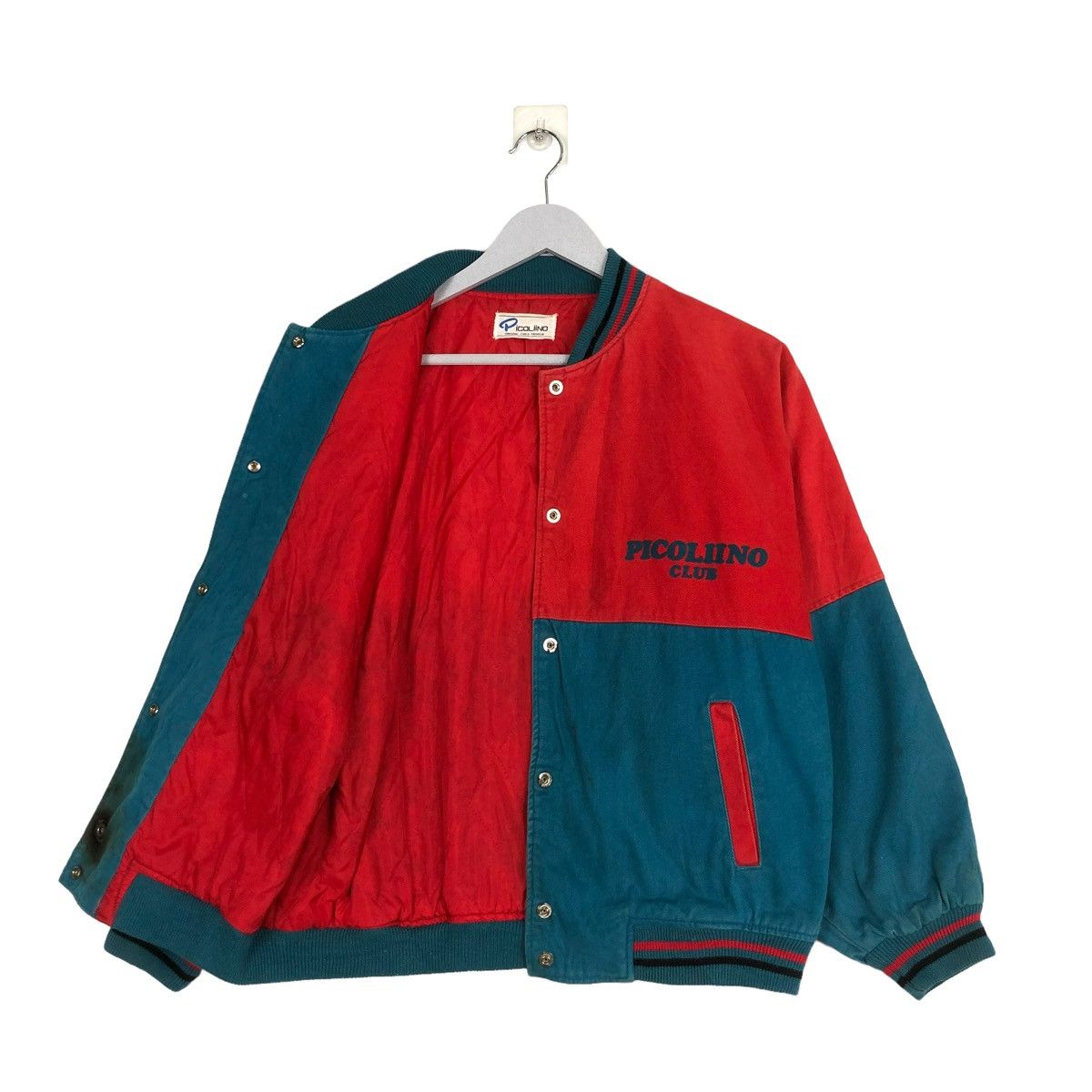 Japanese Brand × Vintage 💥80s PICOLIINO CLUB BUTTON BOMBER VARSITY JACKET Size US XS / EU 42 / 0 - 3 Thumbnail